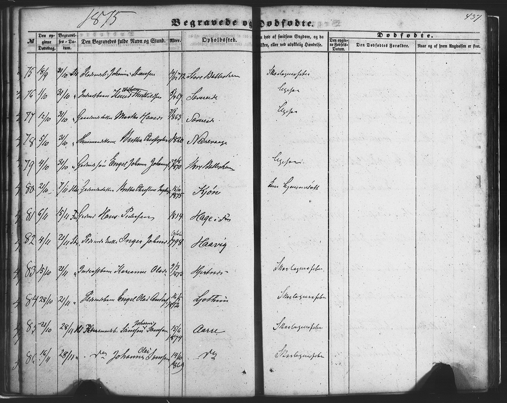 Fusa sokneprestembete, SAB/A-75401/H/Haa: Parish register (official) no. A 1II, 1855-1879, p. 437