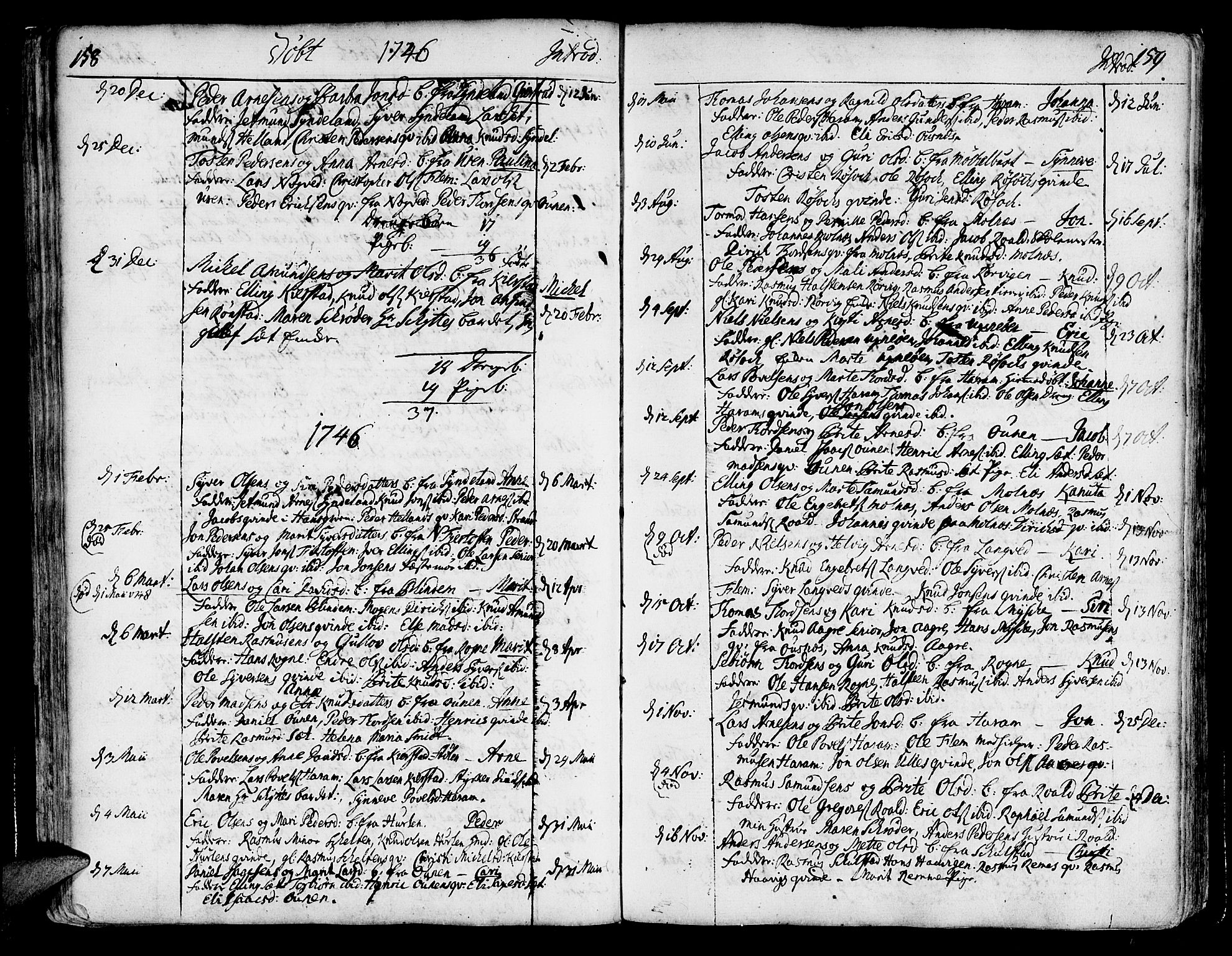 Ministerialprotokoller, klokkerbøker og fødselsregistre - Møre og Romsdal, SAT/A-1454/536/L0493: Parish register (official) no. 536A02, 1739-1802, p. 158-159