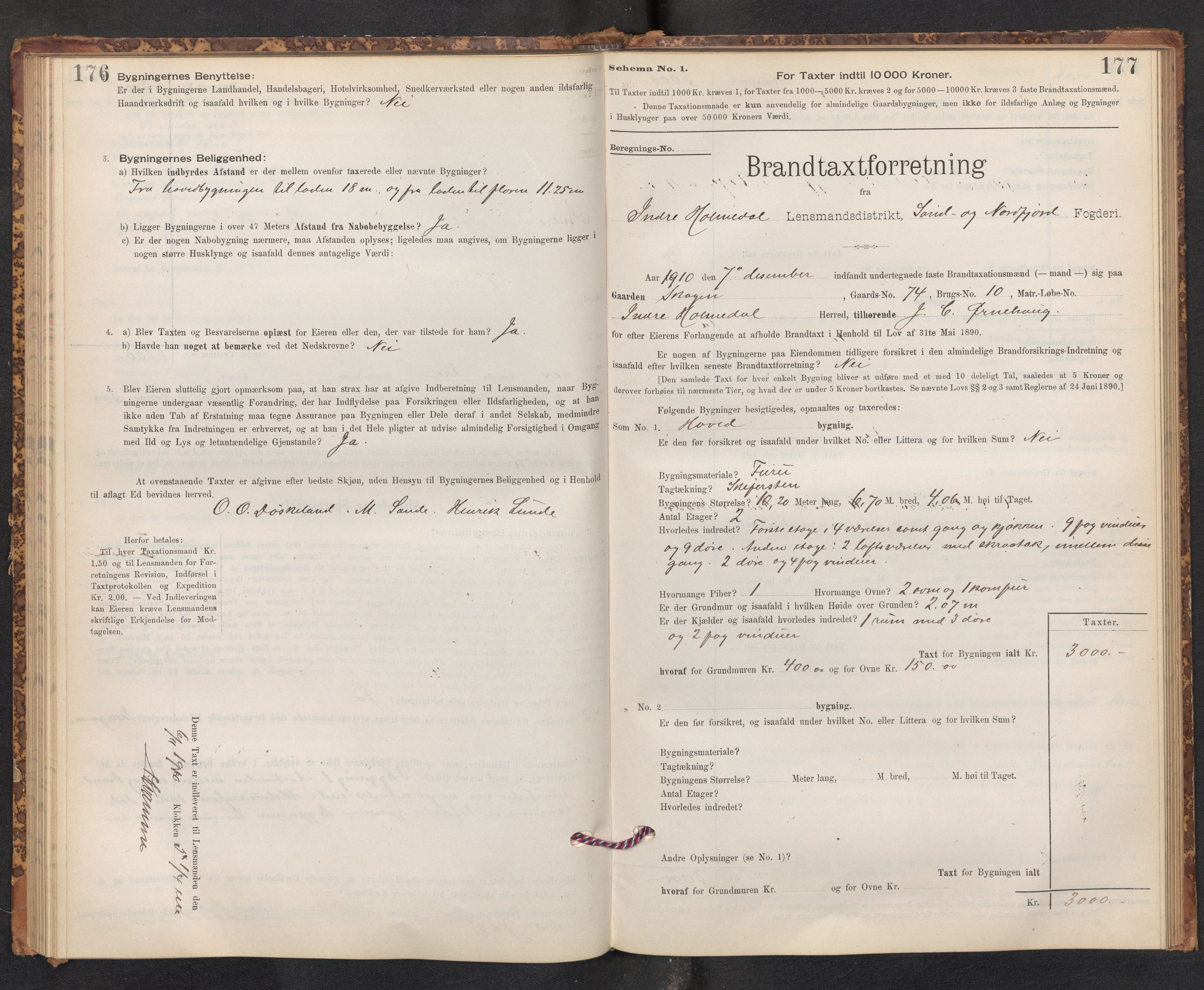 Lensmannen i Gaular, SAB/A-27601/0012/L0005: Branntakstprotokoll, skjematakst, 1895-1917, p. 176-177