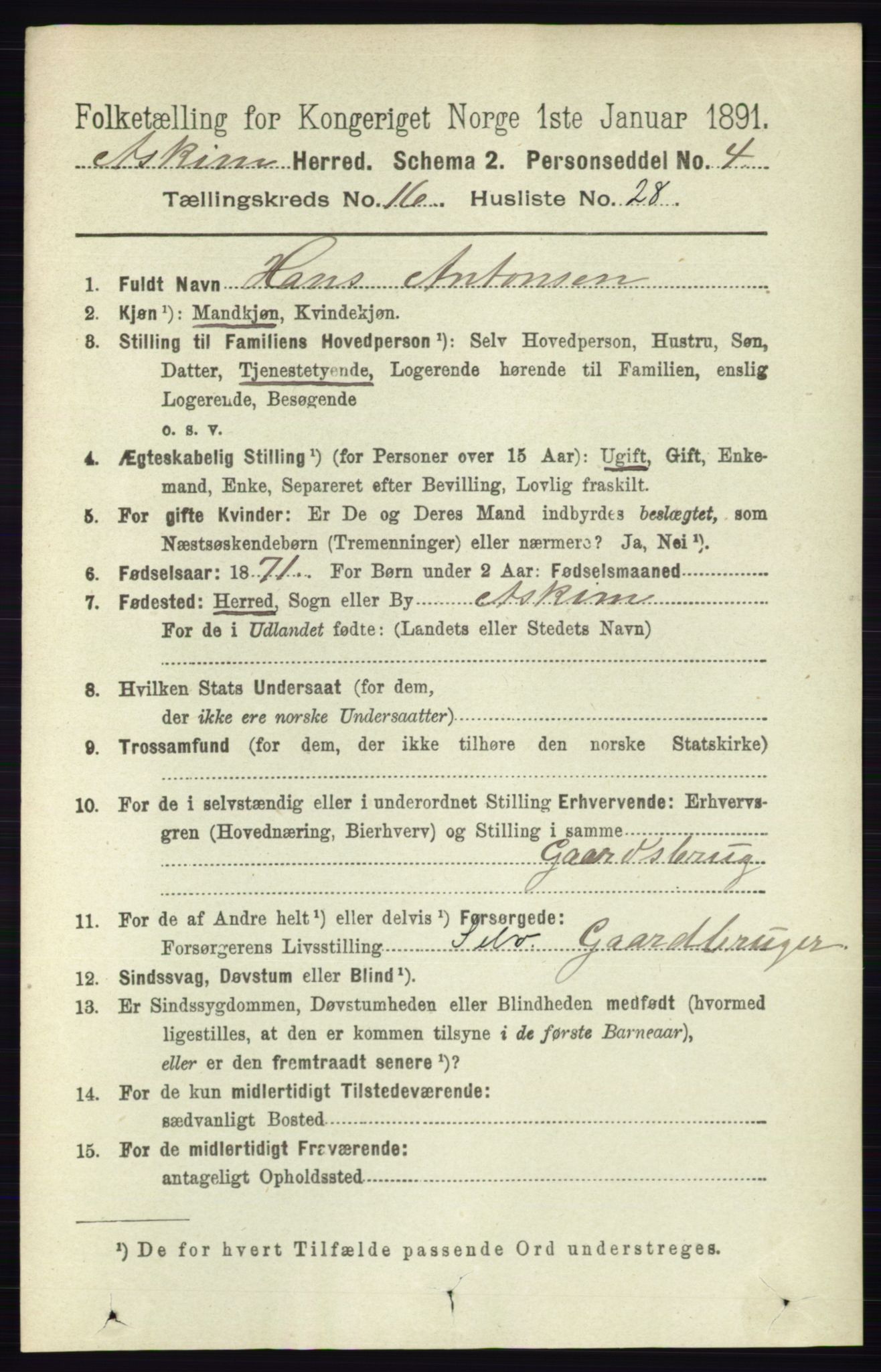 RA, 1891 census for 0124 Askim, 1891, p. 2806