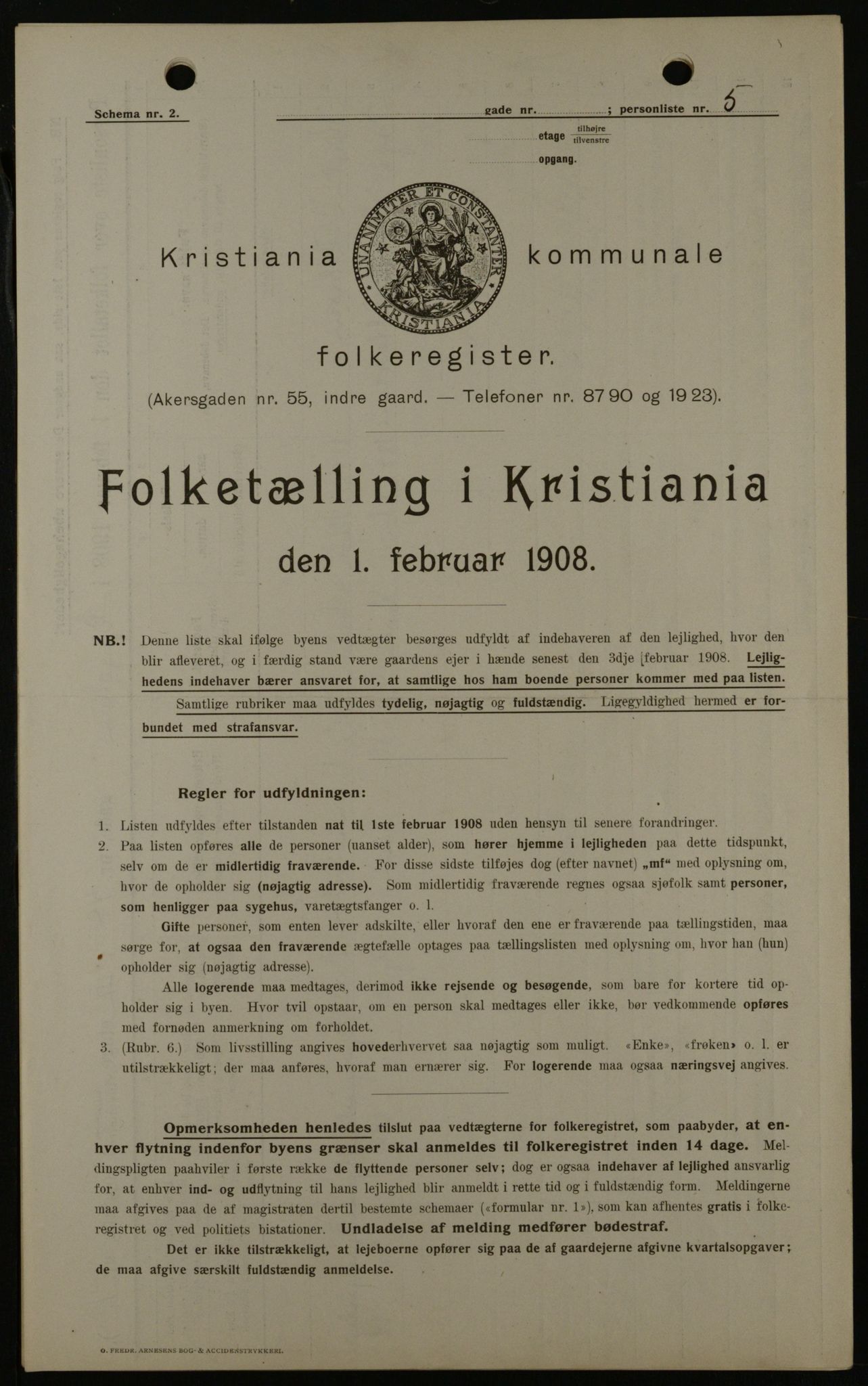 OBA, Municipal Census 1908 for Kristiania, 1908, p. 4365