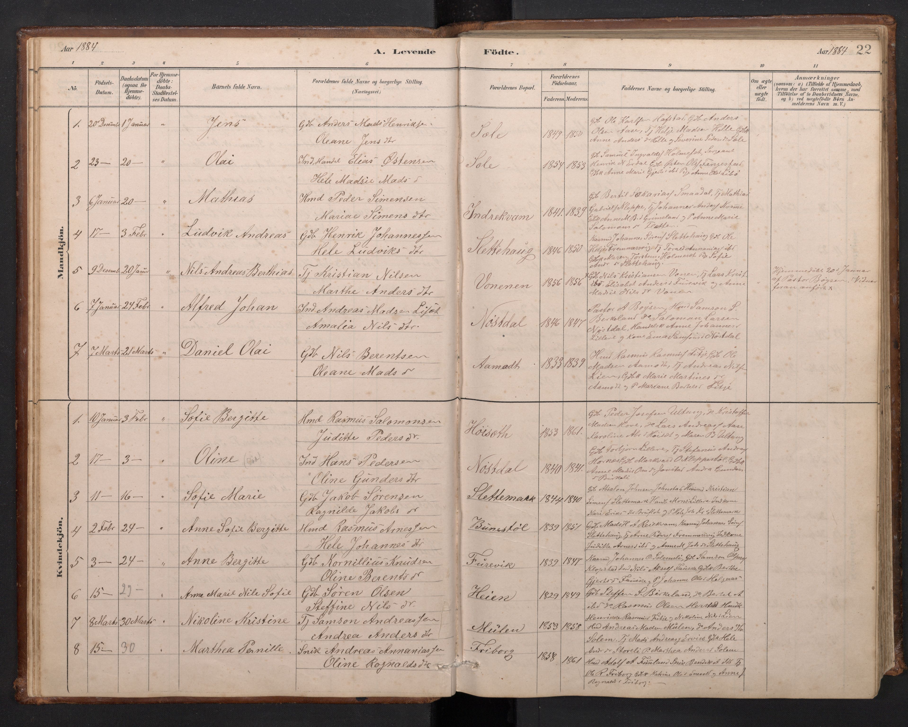 Førde sokneprestembete, SAB/A-79901/H/Hab/Habd/L0003: Parish register (copy) no. D 3, 1881-1897, p. 21b-22a