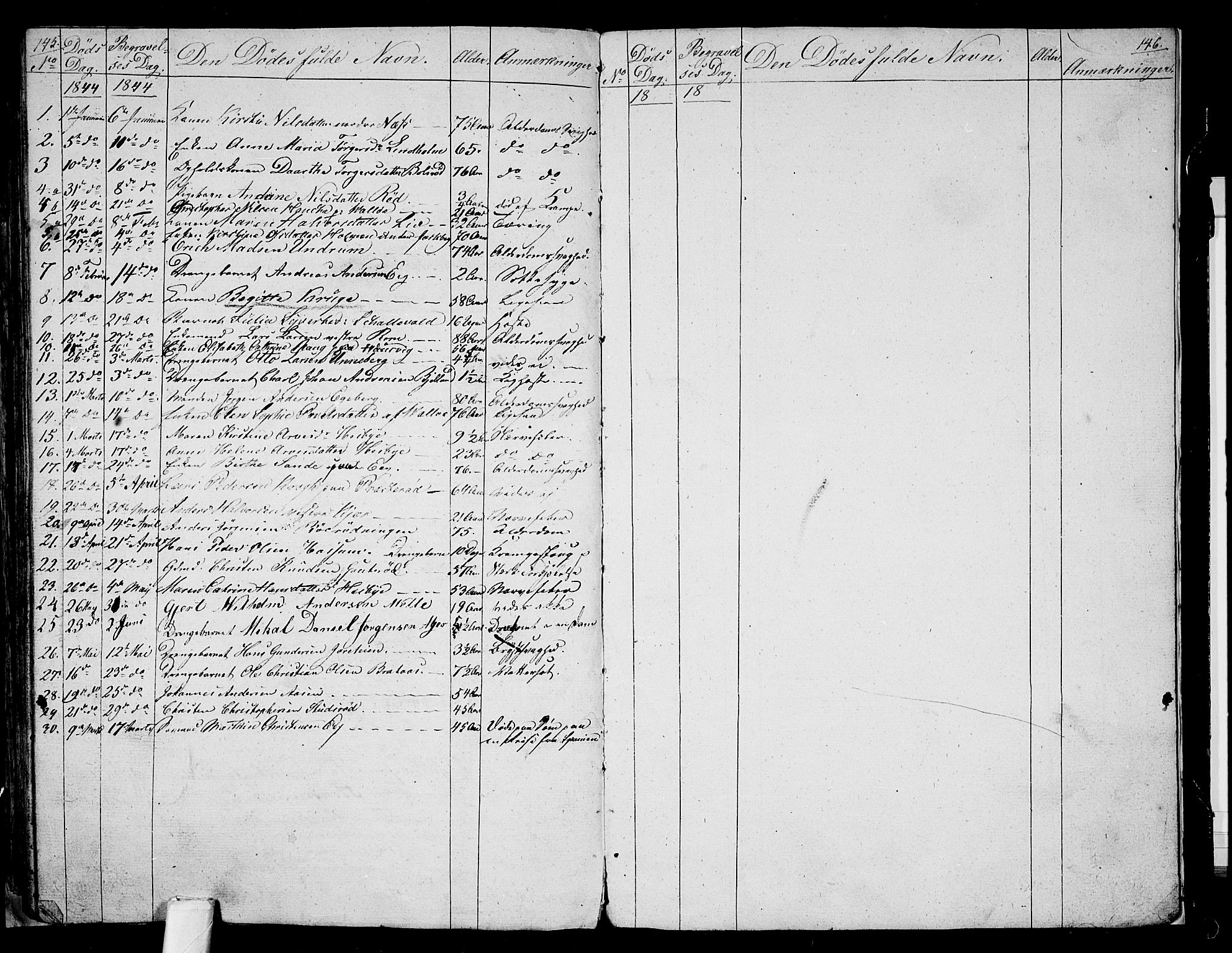 Sem kirkebøker, SAKO/A-5/G/Ga/L0002: Parish register (copy) no. I 2, 1826-1844, p. 145-146
