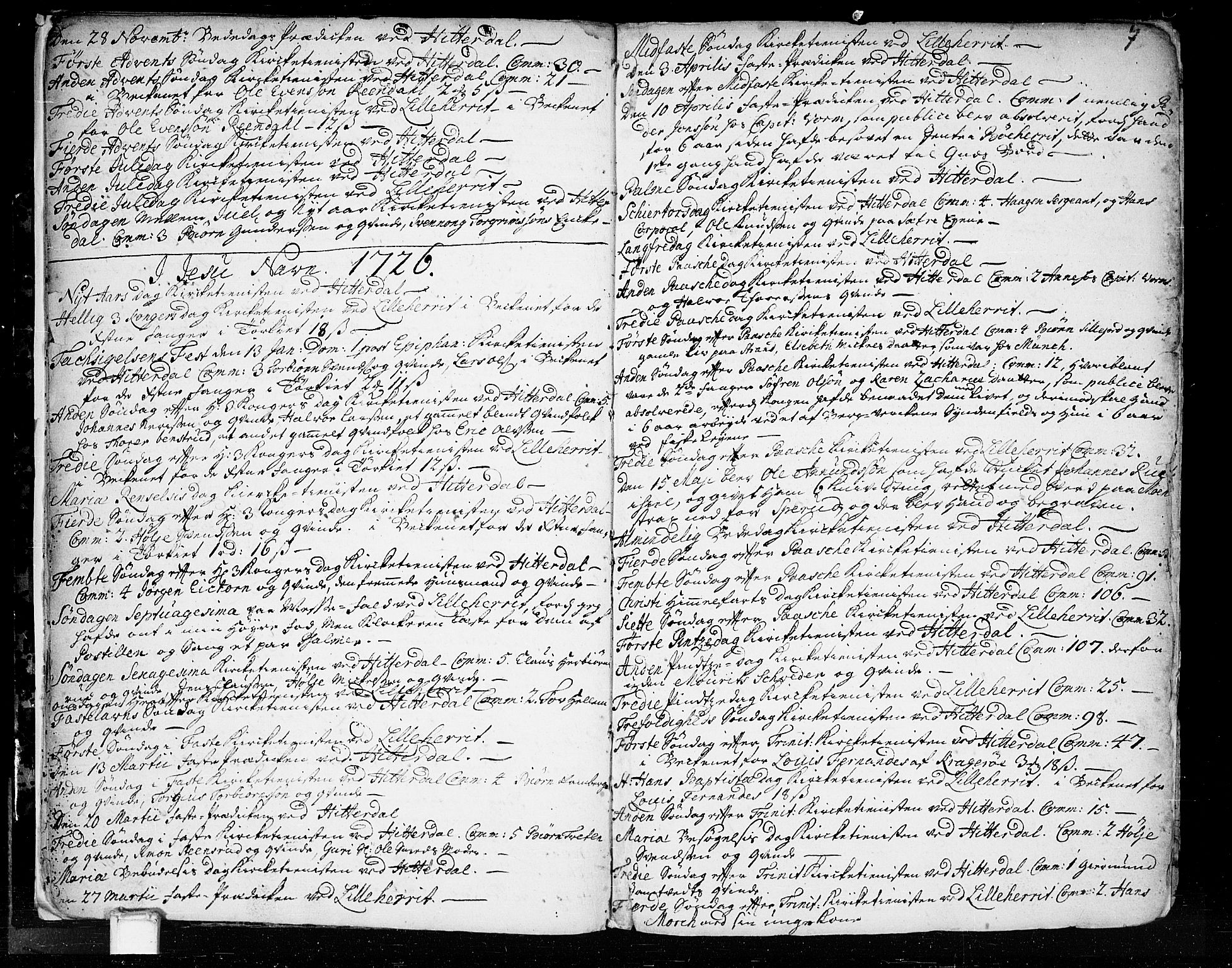 Heddal kirkebøker, SAKO/A-268/F/Fa/L0003: Parish register (official) no. I 3, 1723-1783, p. 7