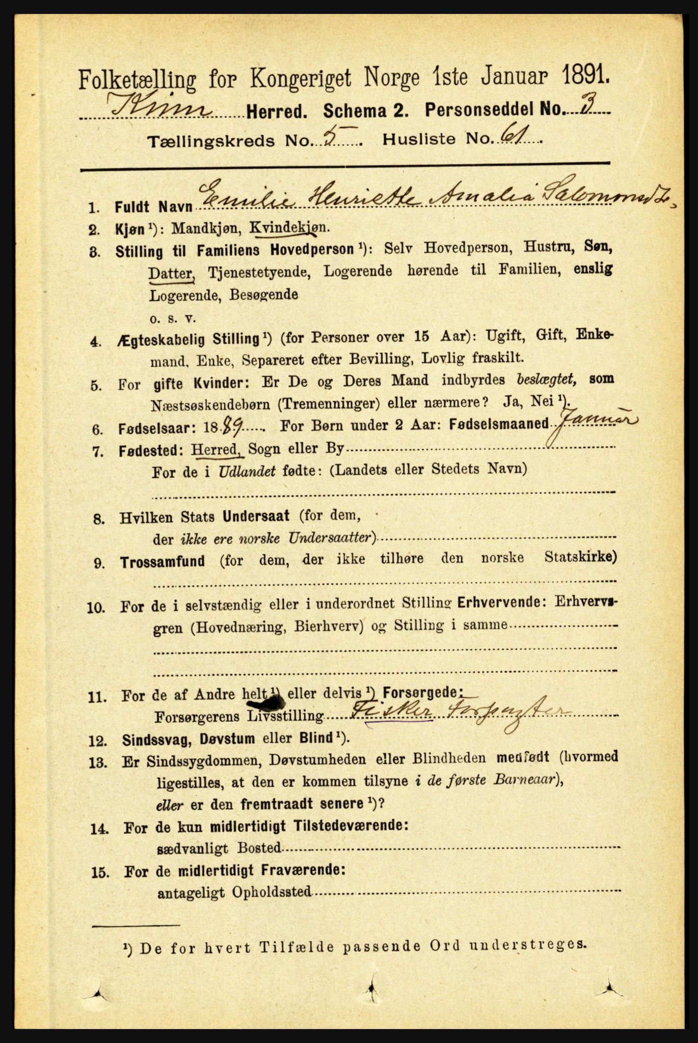 RA, 1891 census for 1437 Kinn, 1891, p. 2151