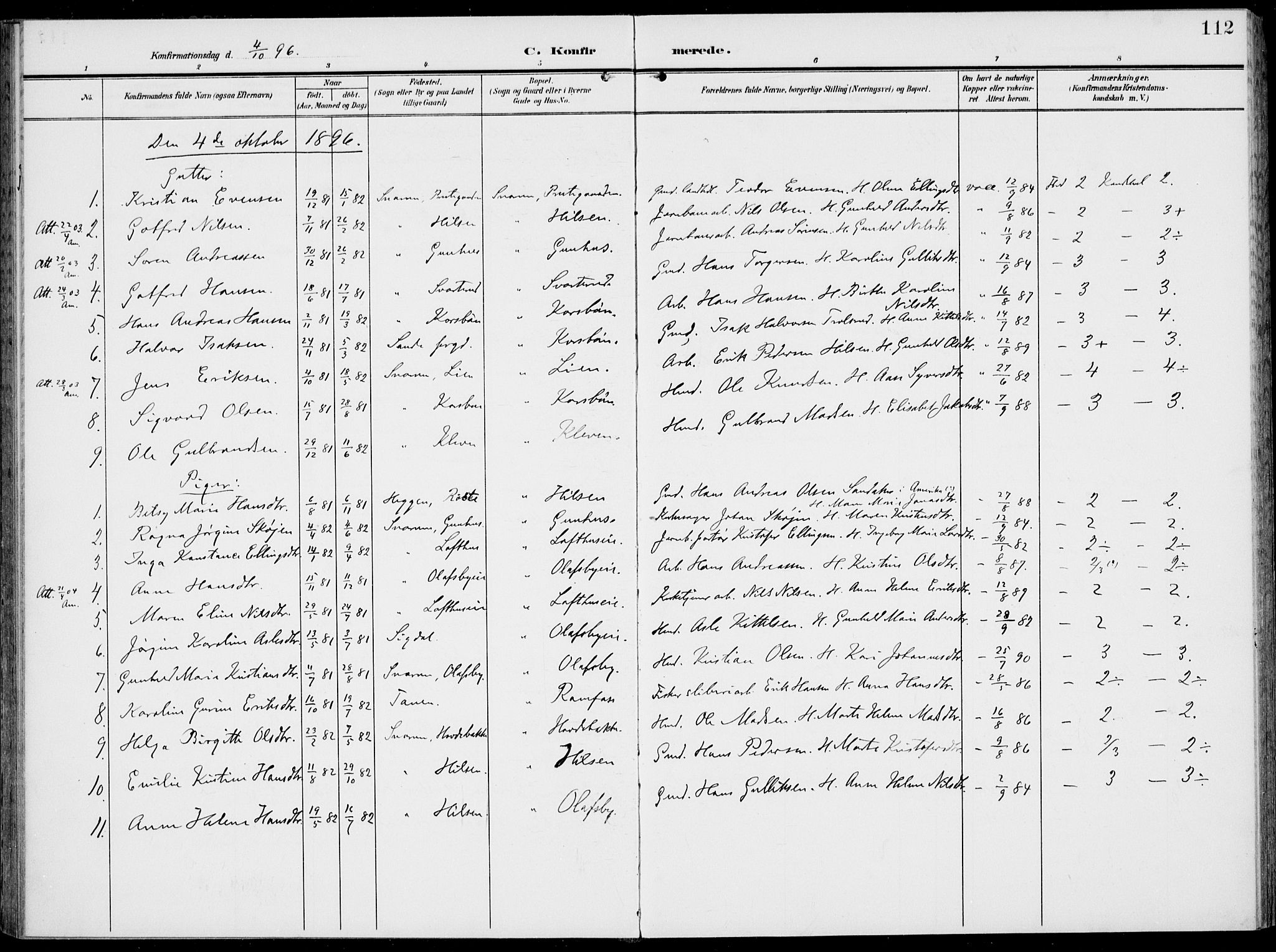 Modum kirkebøker, SAKO/A-234/F/Fa/L0019: Parish register (official) no. 19, 1890-1914, p. 112