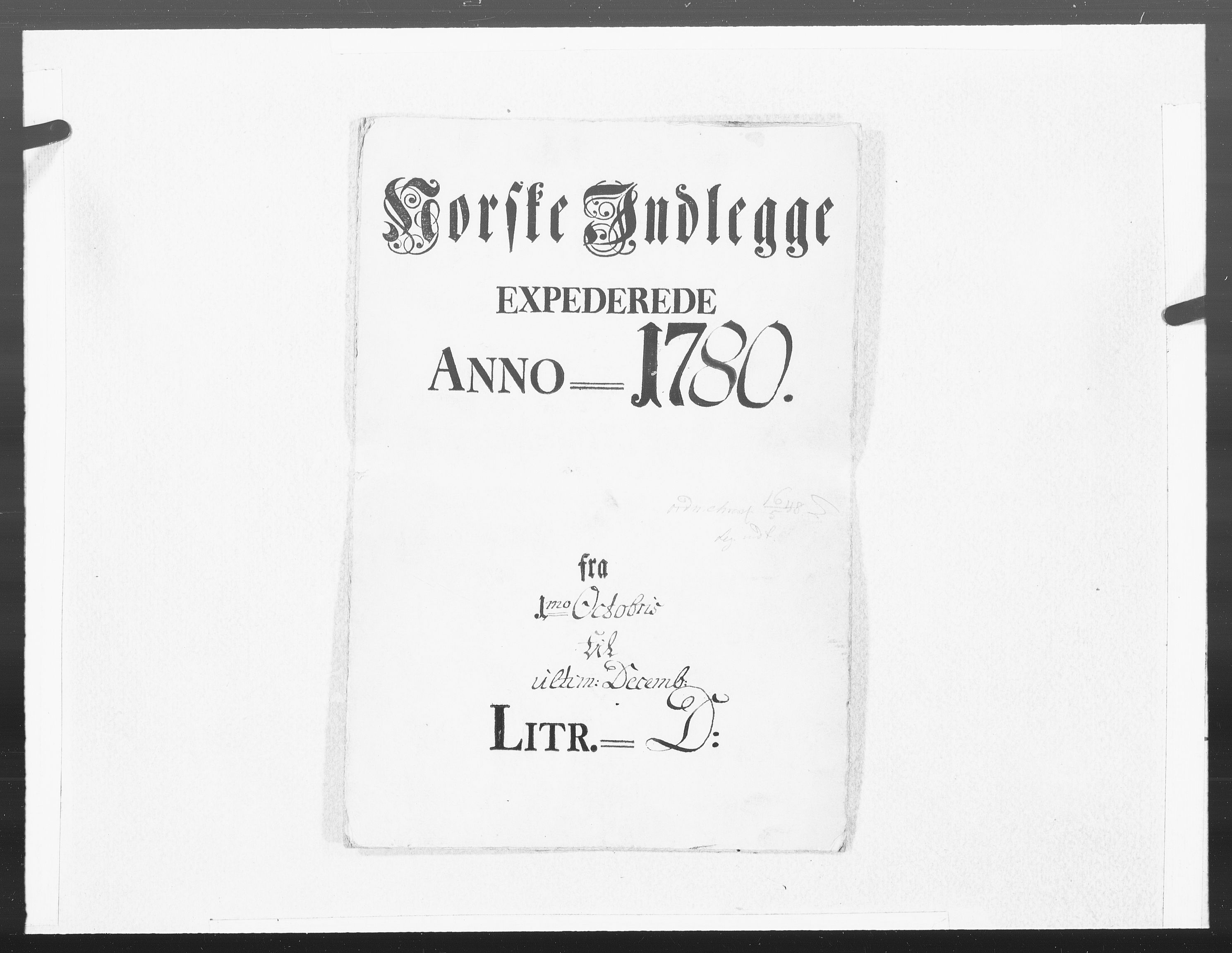 Danske Kanselli 1572-1799, RA/EA-3023/F/Fc/Fcc/Fcca/L0236: Norske innlegg 1572-1799, 1780, p. 1