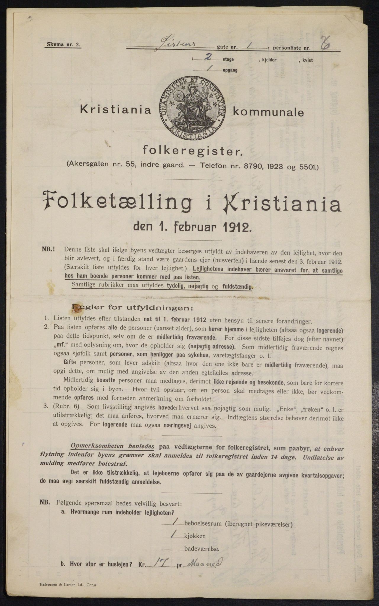 OBA, Municipal Census 1912 for Kristiania, 1912, p. 130300