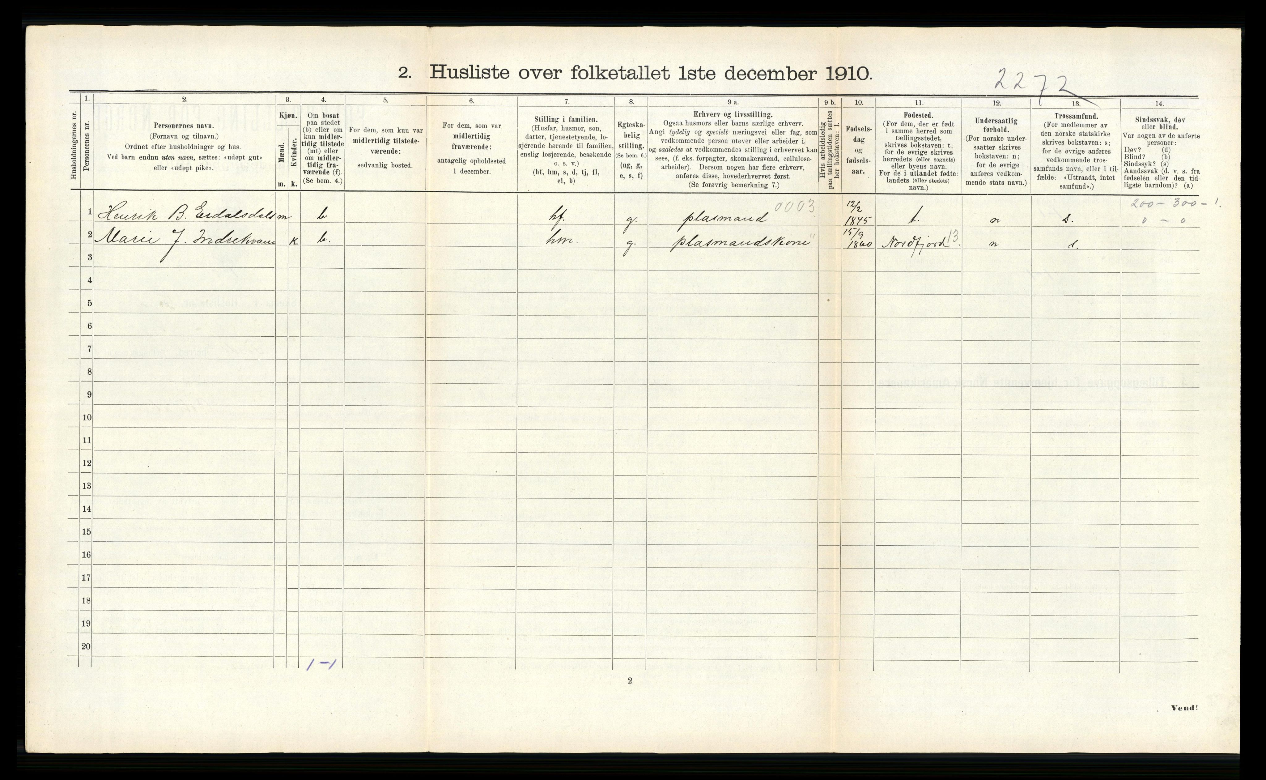 RA, 1910 census for Førde, 1910, p. 72