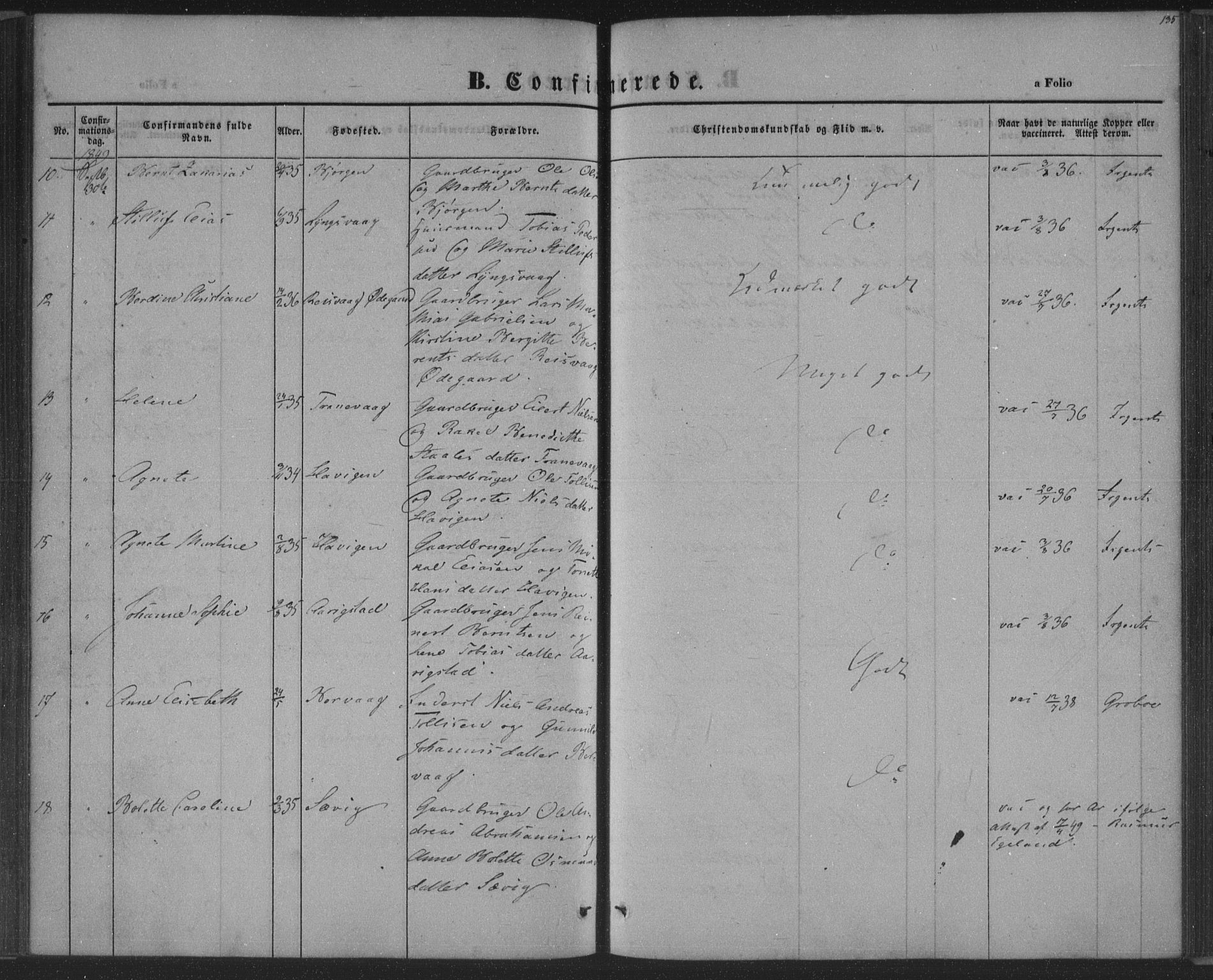 Herad sokneprestkontor, SAK/1111-0018/F/Fa/Fab/L0003: Parish register (official) no. A 3, 1844-1853, p. 135