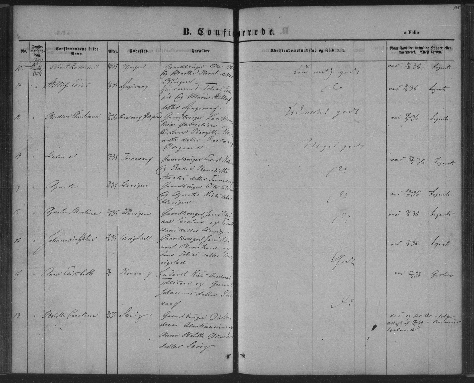 Herad sokneprestkontor, AV/SAK-1111-0018/F/Fa/Fab/L0003: Parish register (official) no. A 3, 1844-1853, p. 135