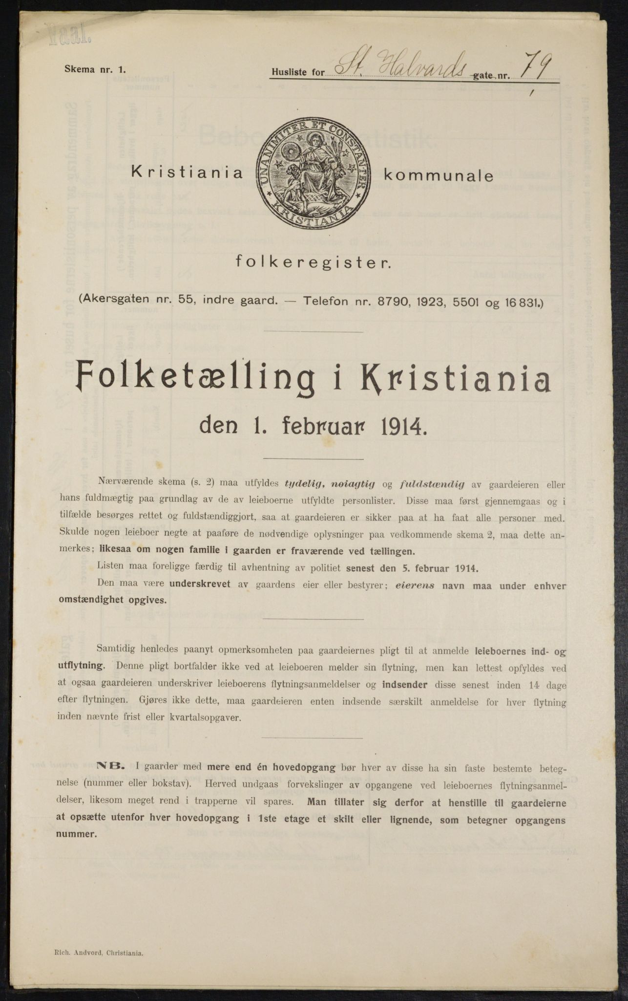 OBA, Municipal Census 1914 for Kristiania, 1914, p. 87735