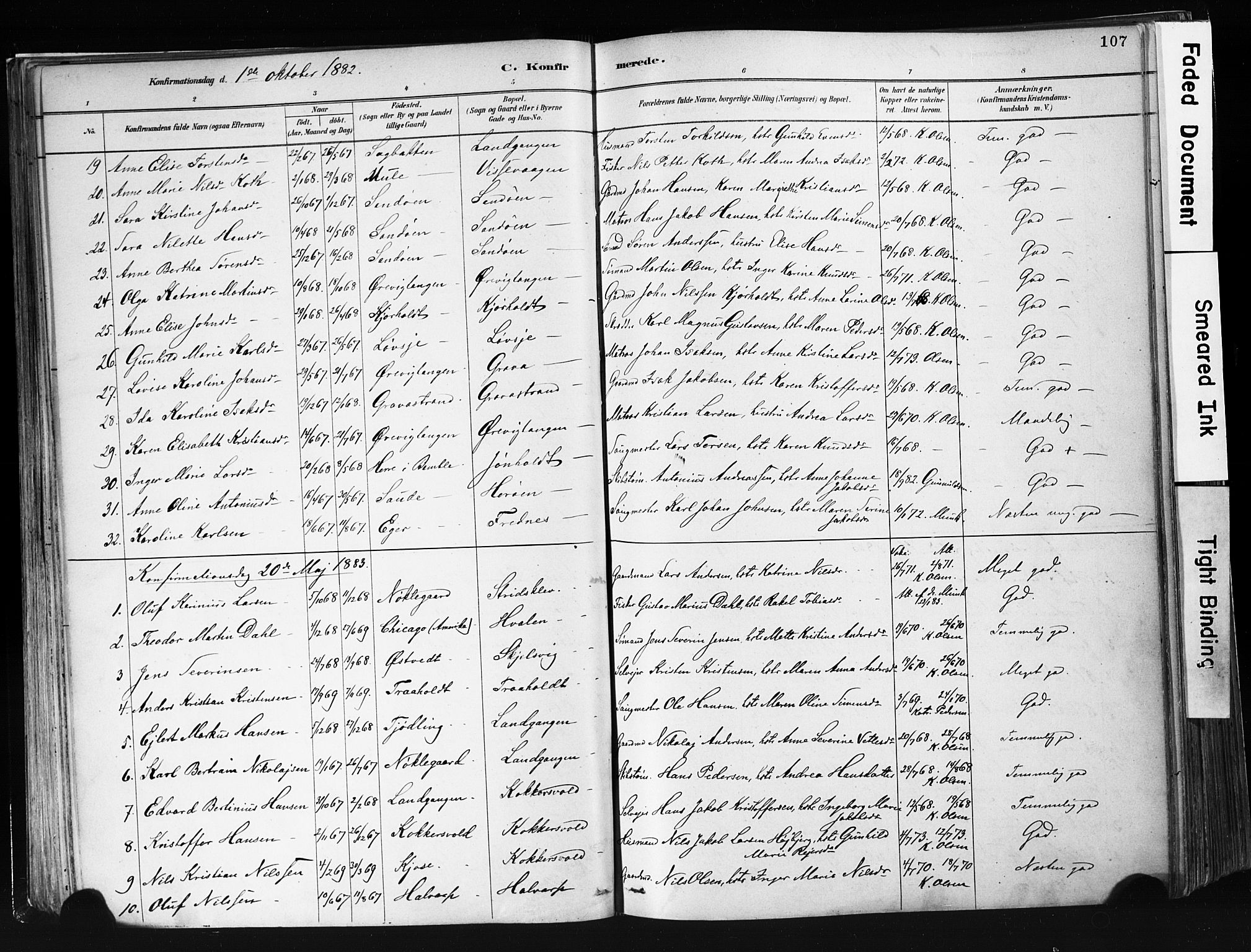 Eidanger kirkebøker, AV/SAKO-A-261/F/Fa/L0012: Parish register (official) no. 12, 1879-1900, p. 107