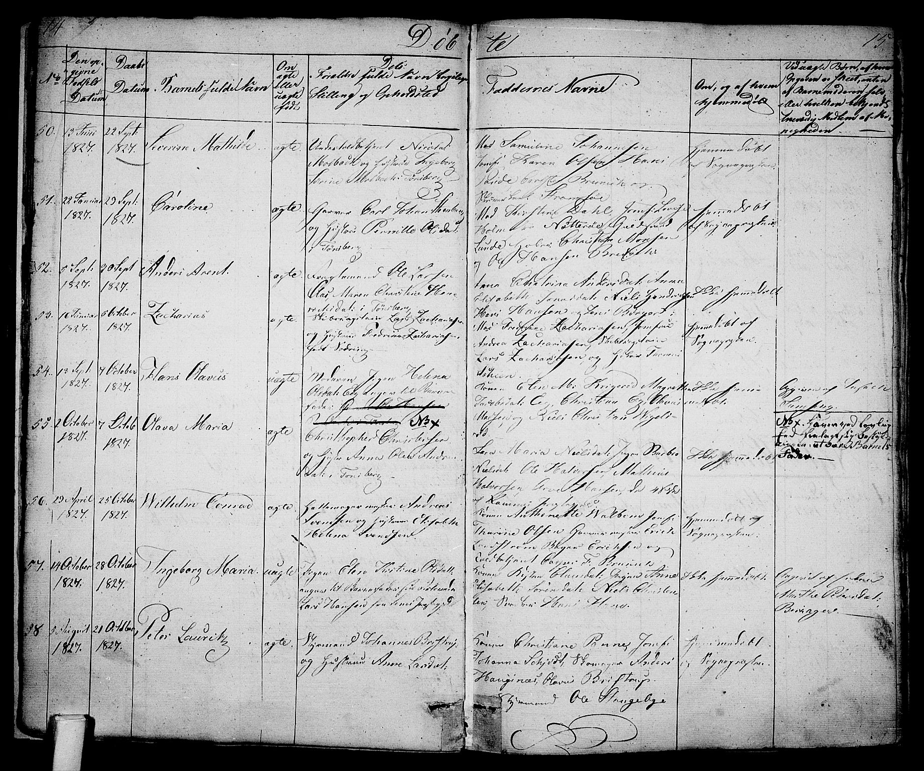 Tønsberg kirkebøker, SAKO/A-330/F/Fa/L0005: Parish register (official) no. I 5, 1827-1836, p. 14-15