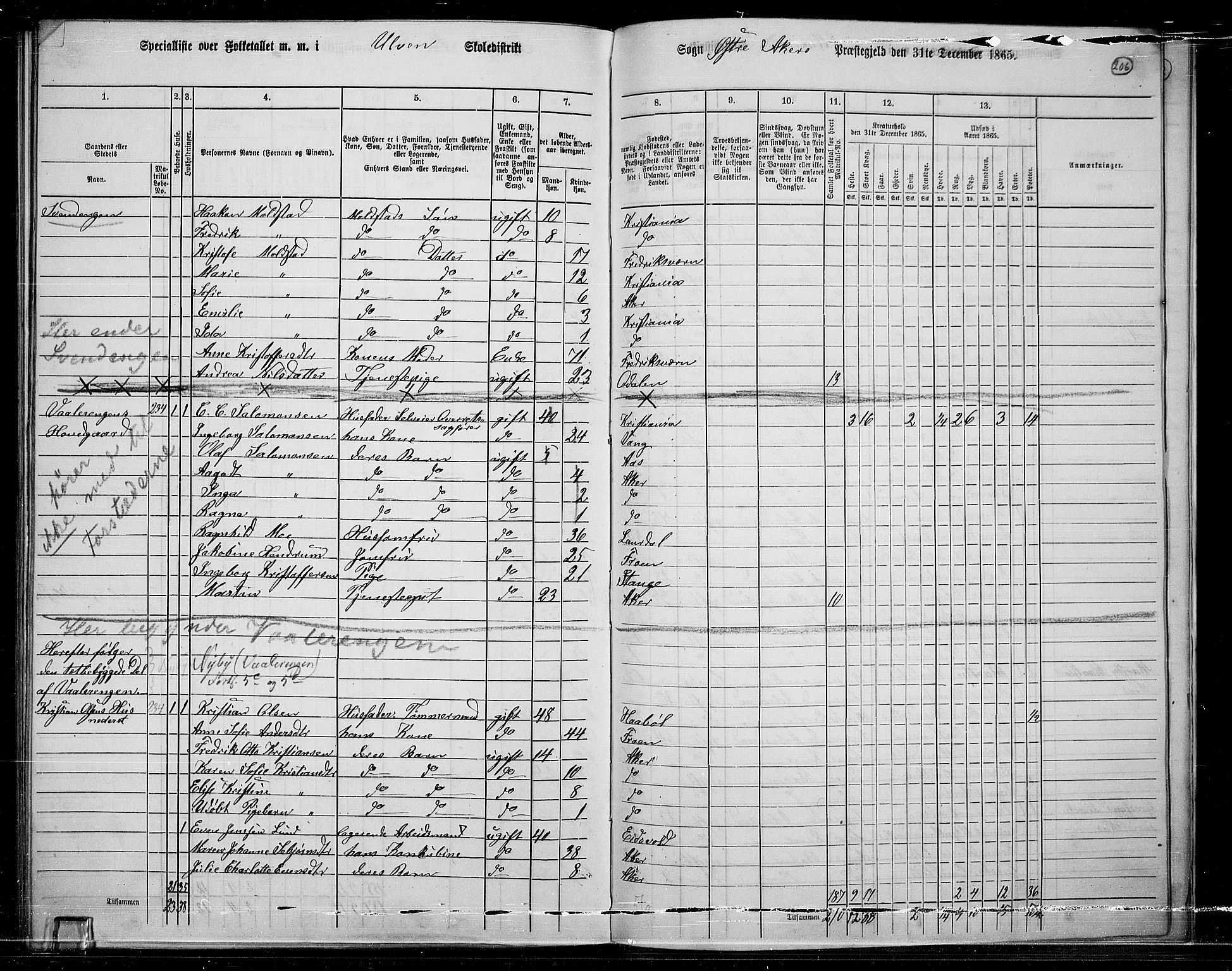 RA, 1865 census for Østre Aker, 1865, p. 192