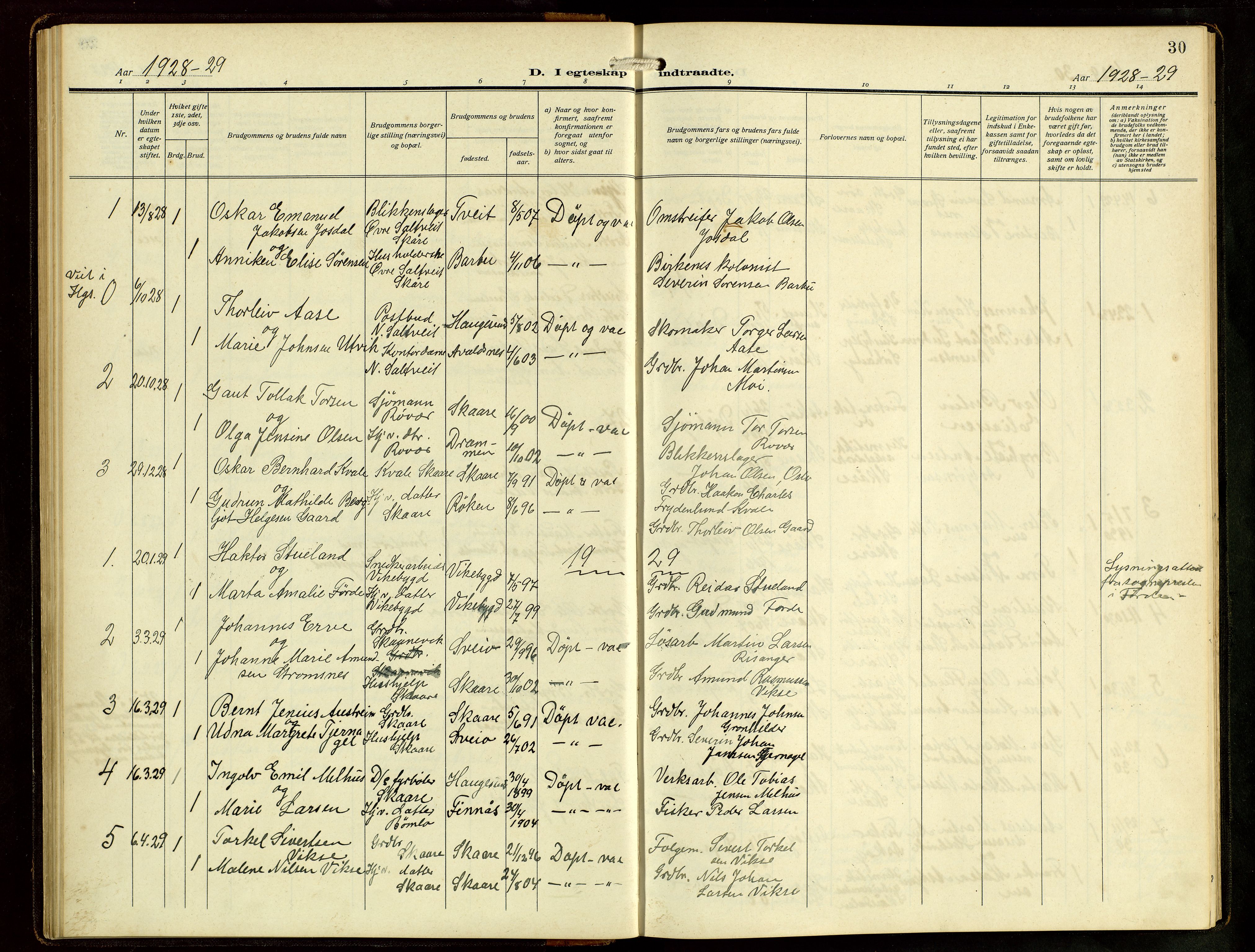 Haugesund sokneprestkontor, AV/SAST-A -101863/H/Ha/Hab/L0006: Parish register (copy) no. B 9, 1909-1951, p. 30