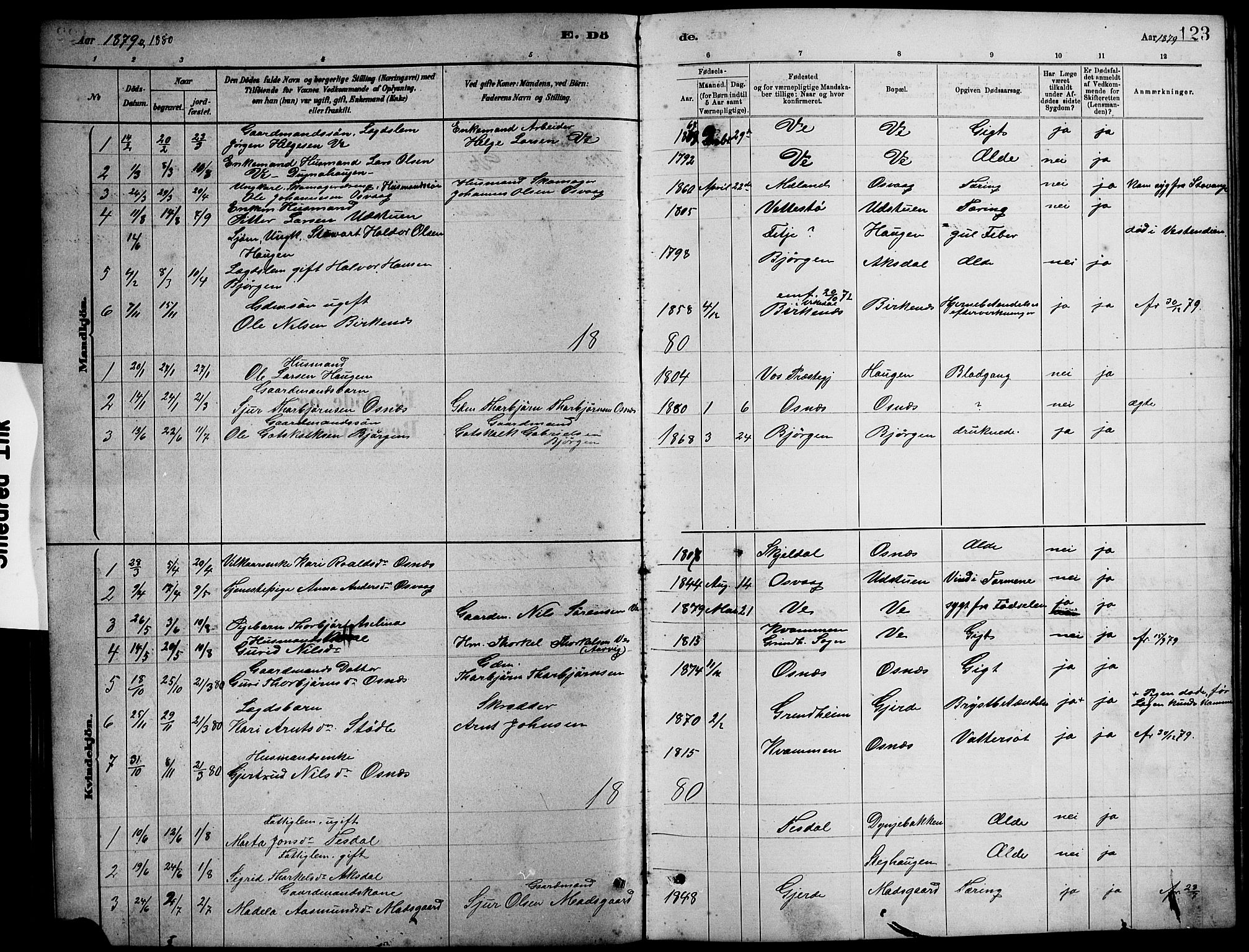 Etne sokneprestembete, SAB/A-75001/H/Hab: Parish register (copy) no. B 4, 1879-1897, p. 123