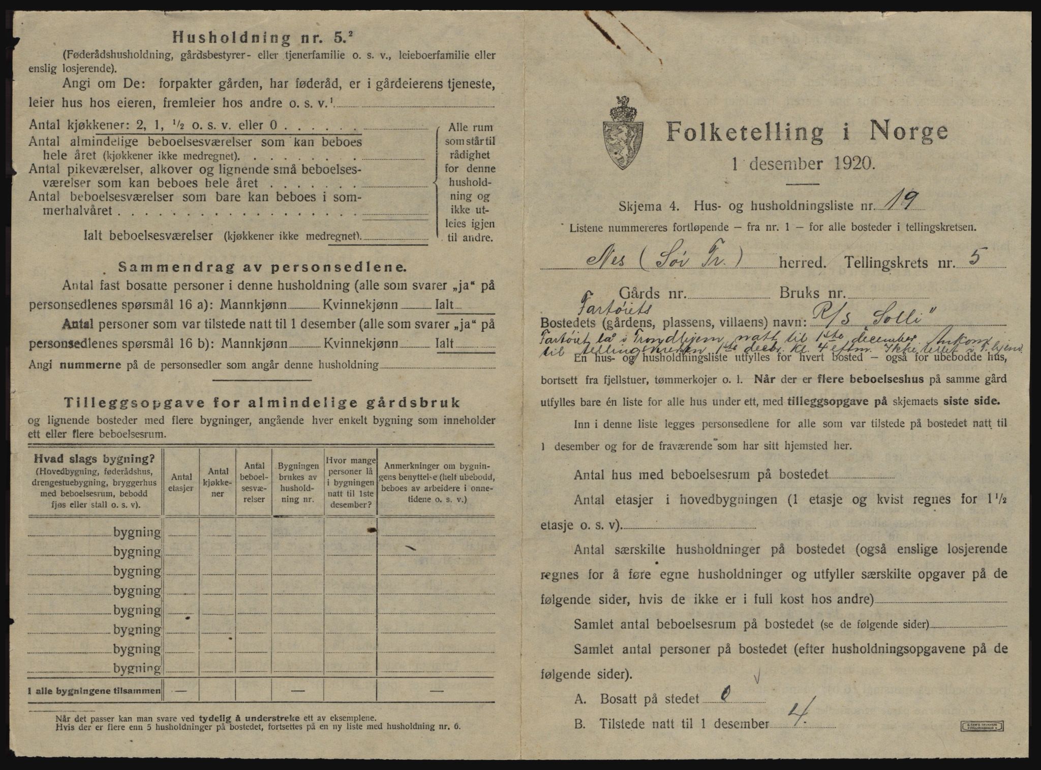 SAT, 1920 census for Nes (ST), 1920, p. 451