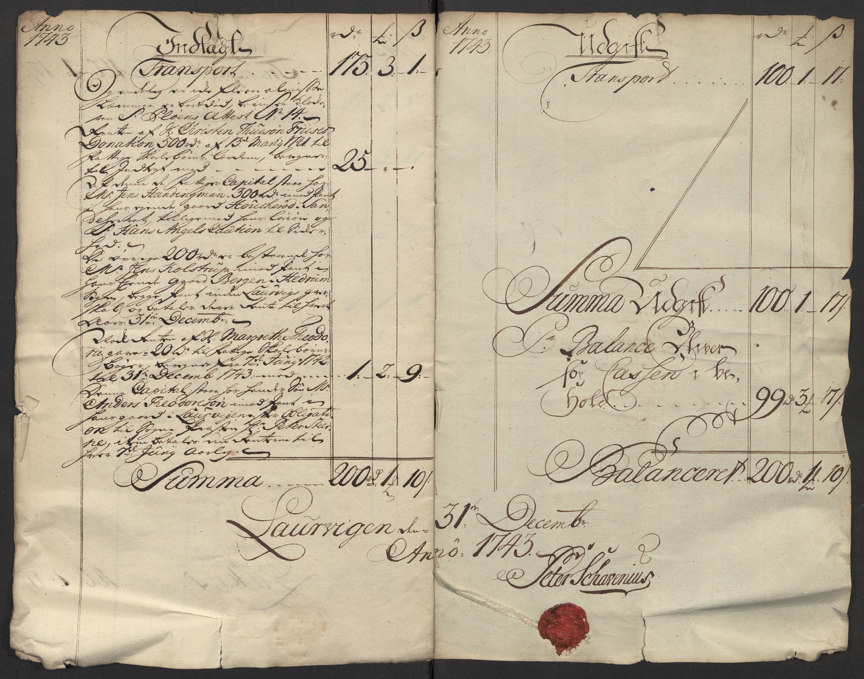 Kristiania tukthus, AV/SAO-A-10644/A/Ad/Adb/L0011: Innkomne skriv, rapporter og regnskap, 1742-1783, p. 21