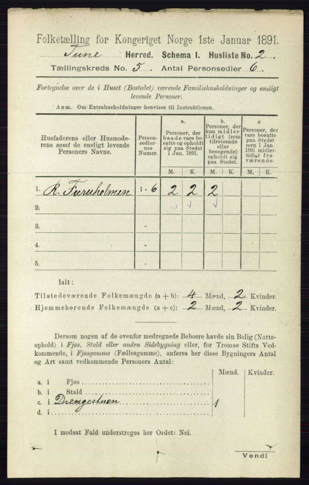 RA, 1891 census for 0130 Tune, 1891, p. 3159