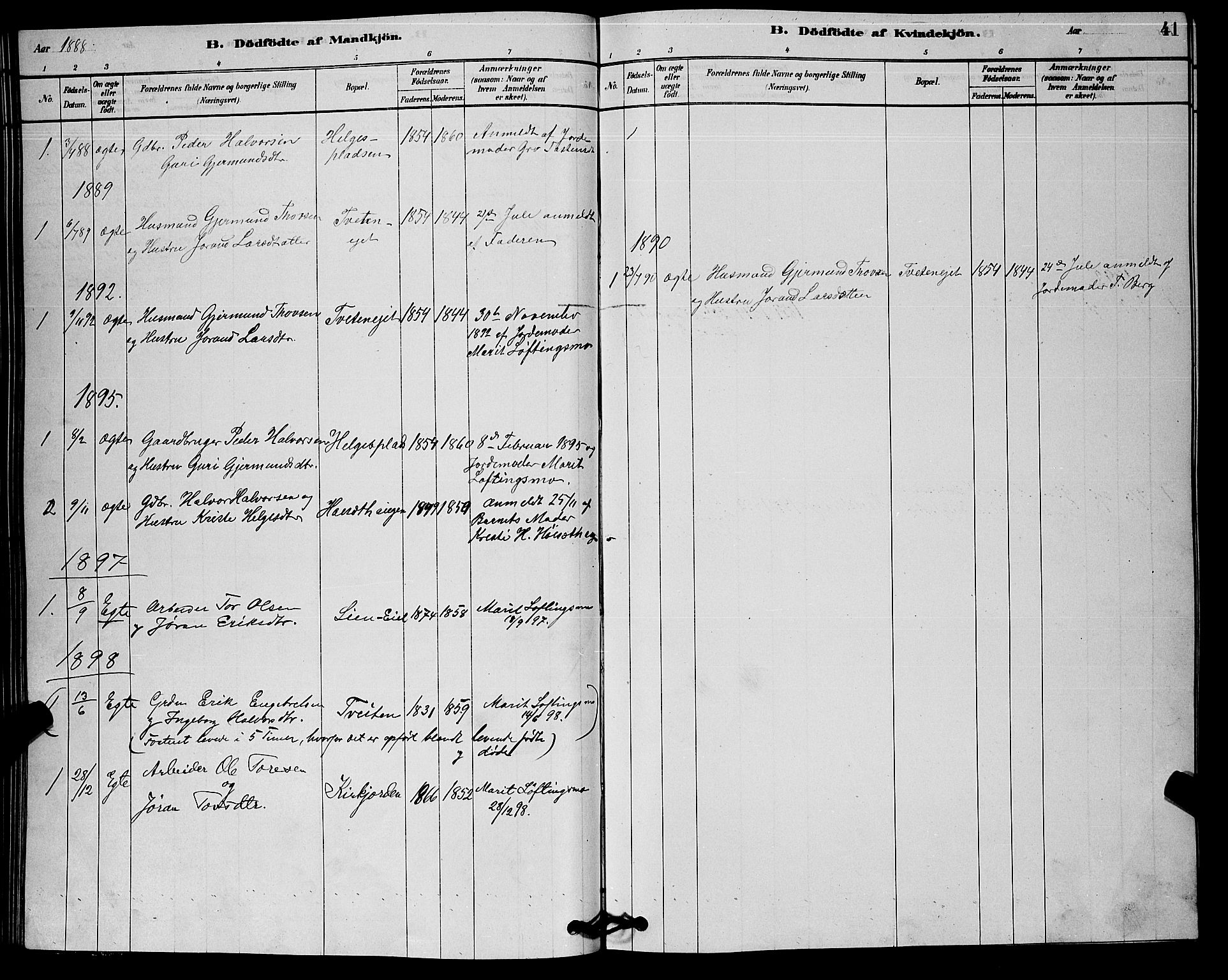 Rollag kirkebøker, AV/SAKO-A-240/G/Gb/L0002: Parish register (copy) no. II 2, 1878-1898, p. 41