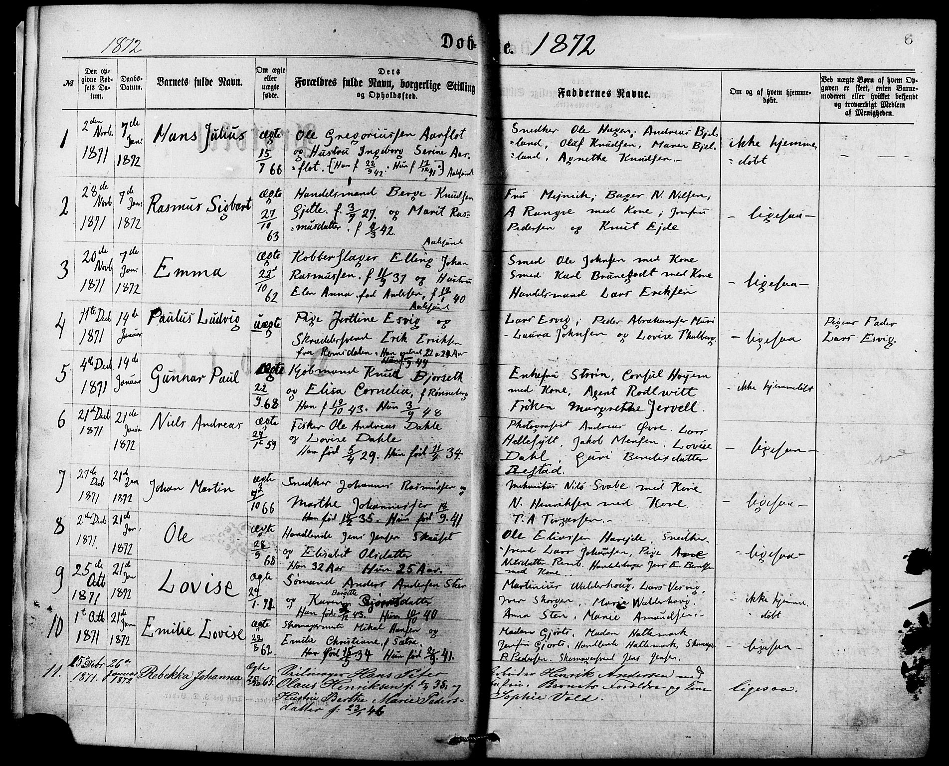 Ministerialprotokoller, klokkerbøker og fødselsregistre - Møre og Romsdal, SAT/A-1454/529/L0453: Parish register (official) no. 529A03, 1872-1877, p. 6