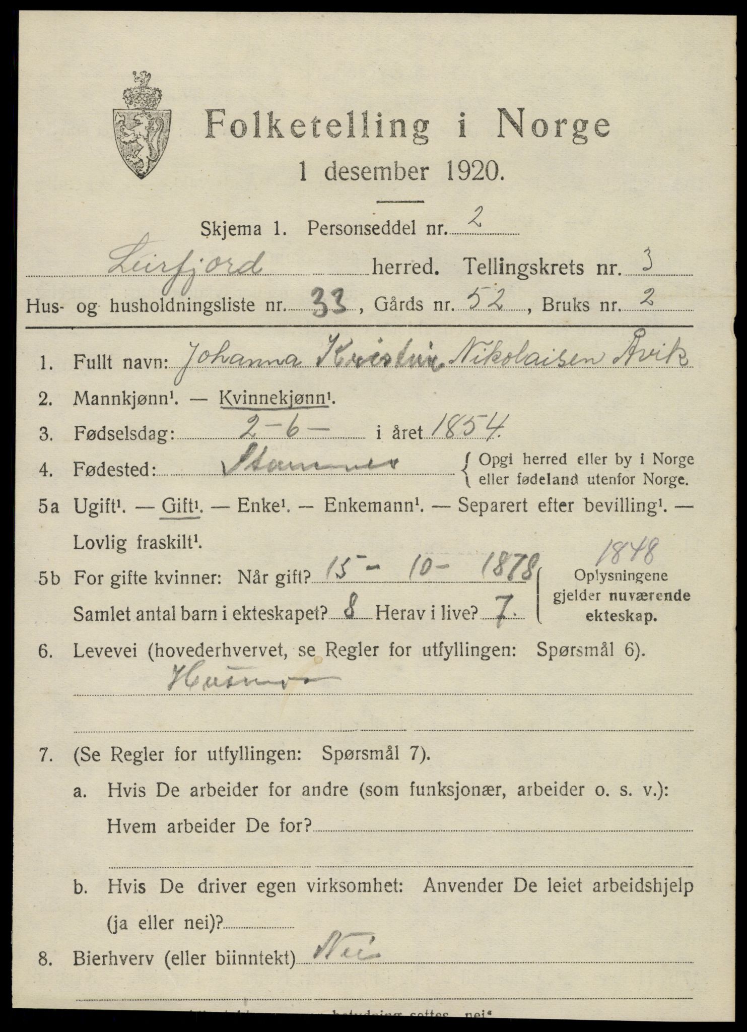 SAT, 1920 census for Leirfjord, 1920, p. 2499