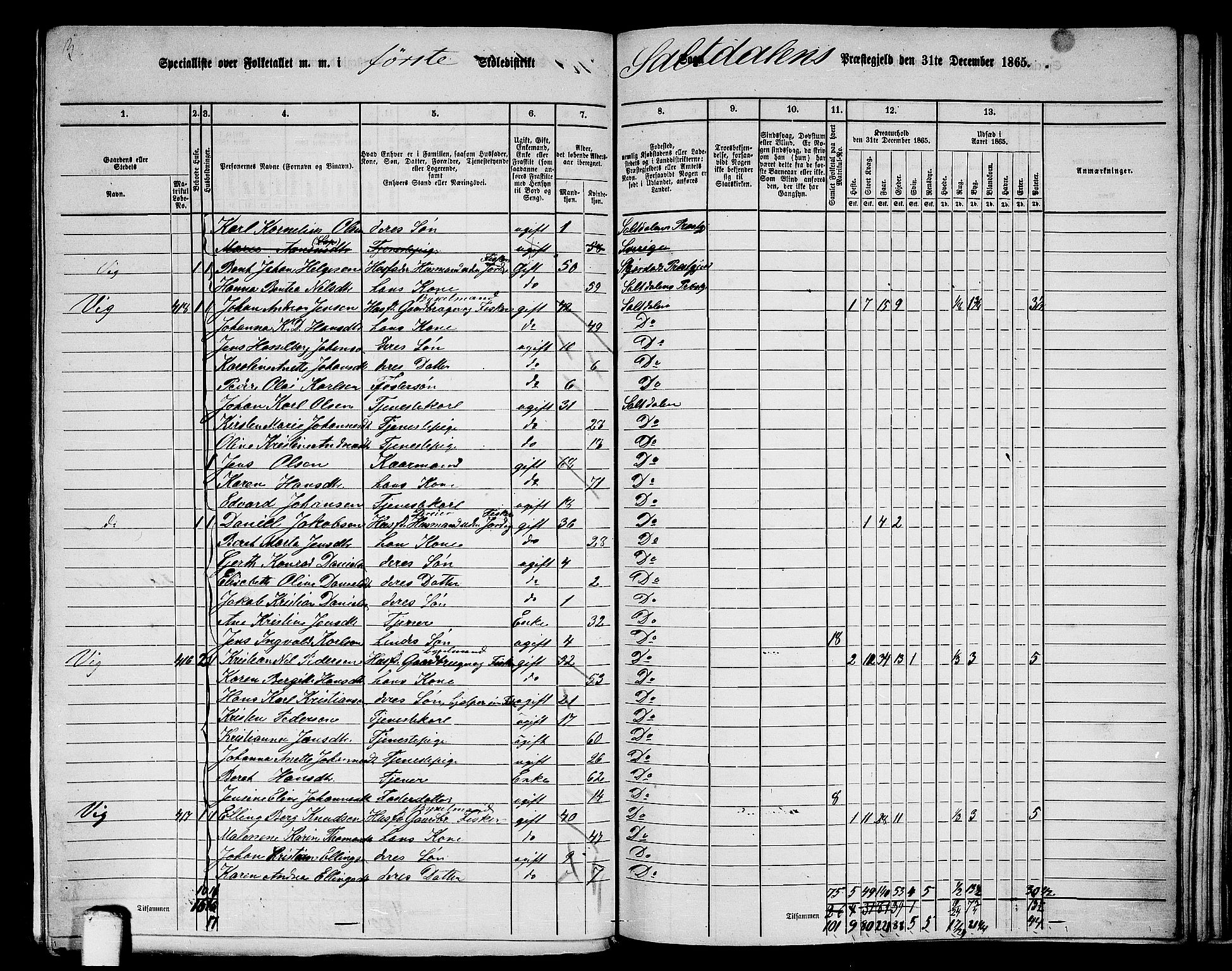 RA, 1865 census for Saltdal, 1865, p. 8