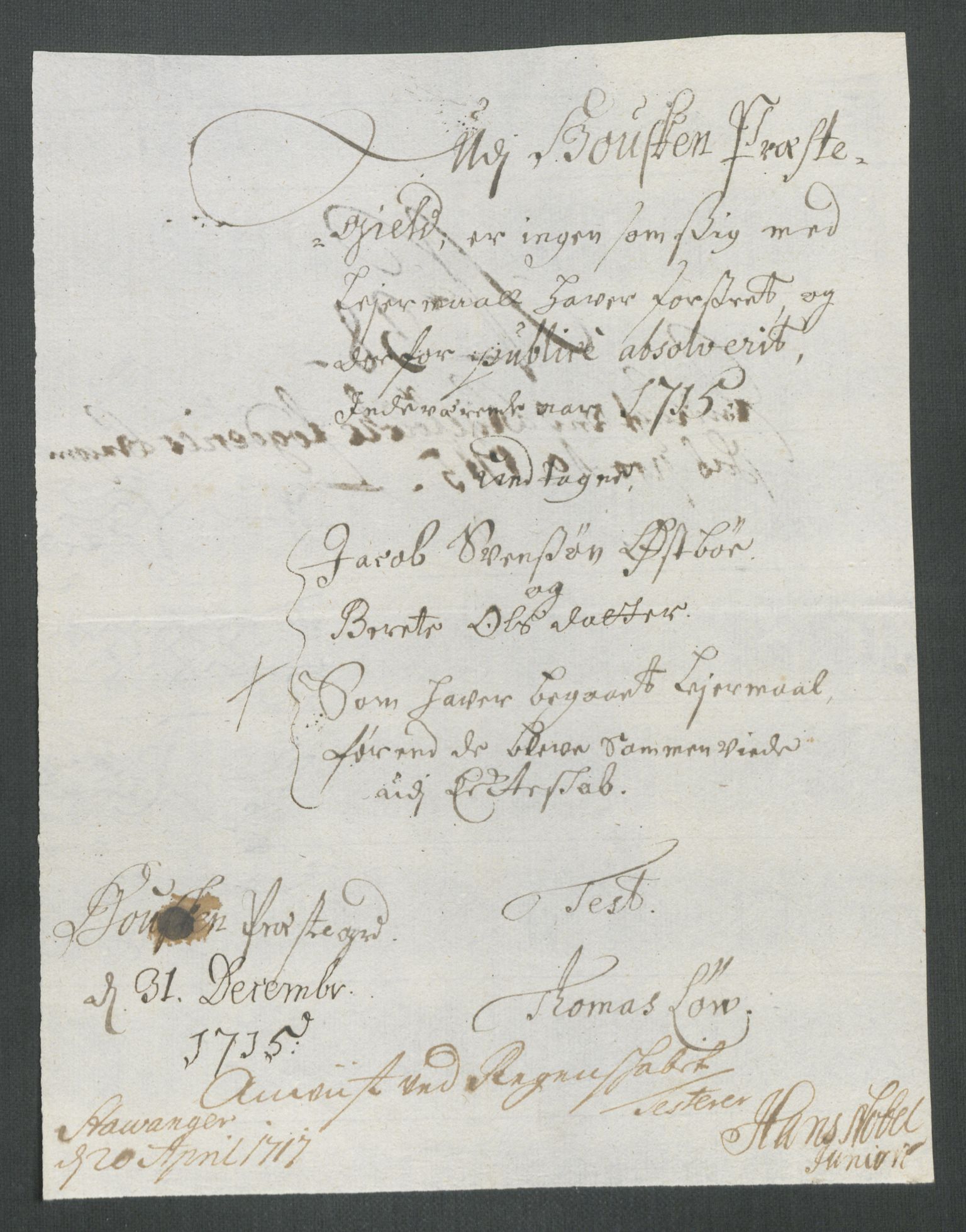 Rentekammeret inntil 1814, Reviderte regnskaper, Fogderegnskap, AV/RA-EA-4092/R47/L2868: Fogderegnskap Ryfylke, 1715, p. 276