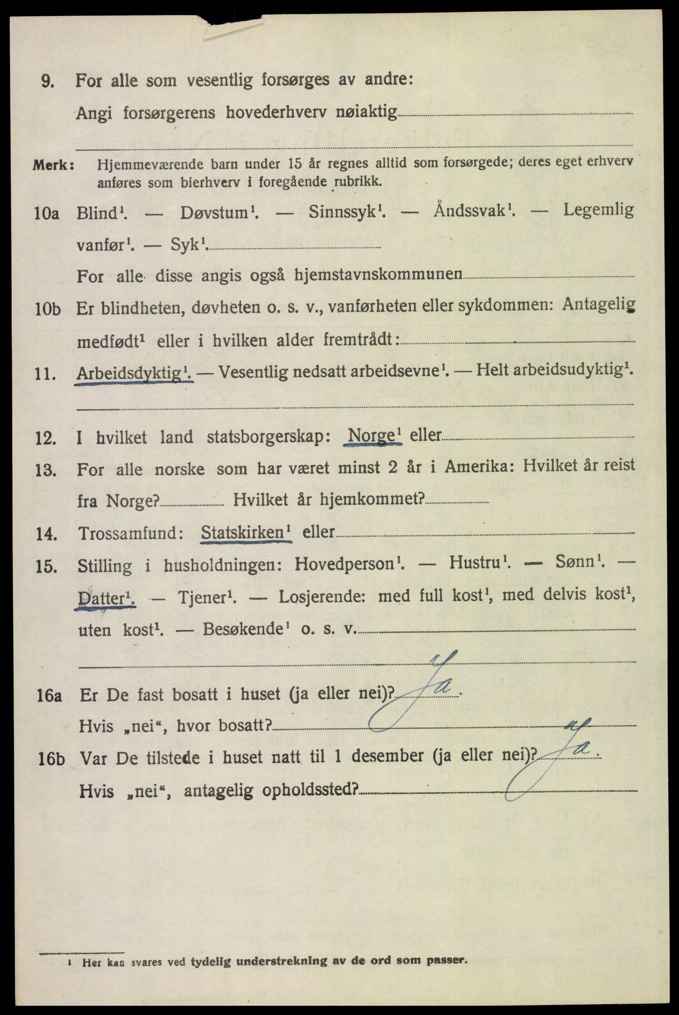 SAH, 1920 census for Tynset, 1920, p. 1543