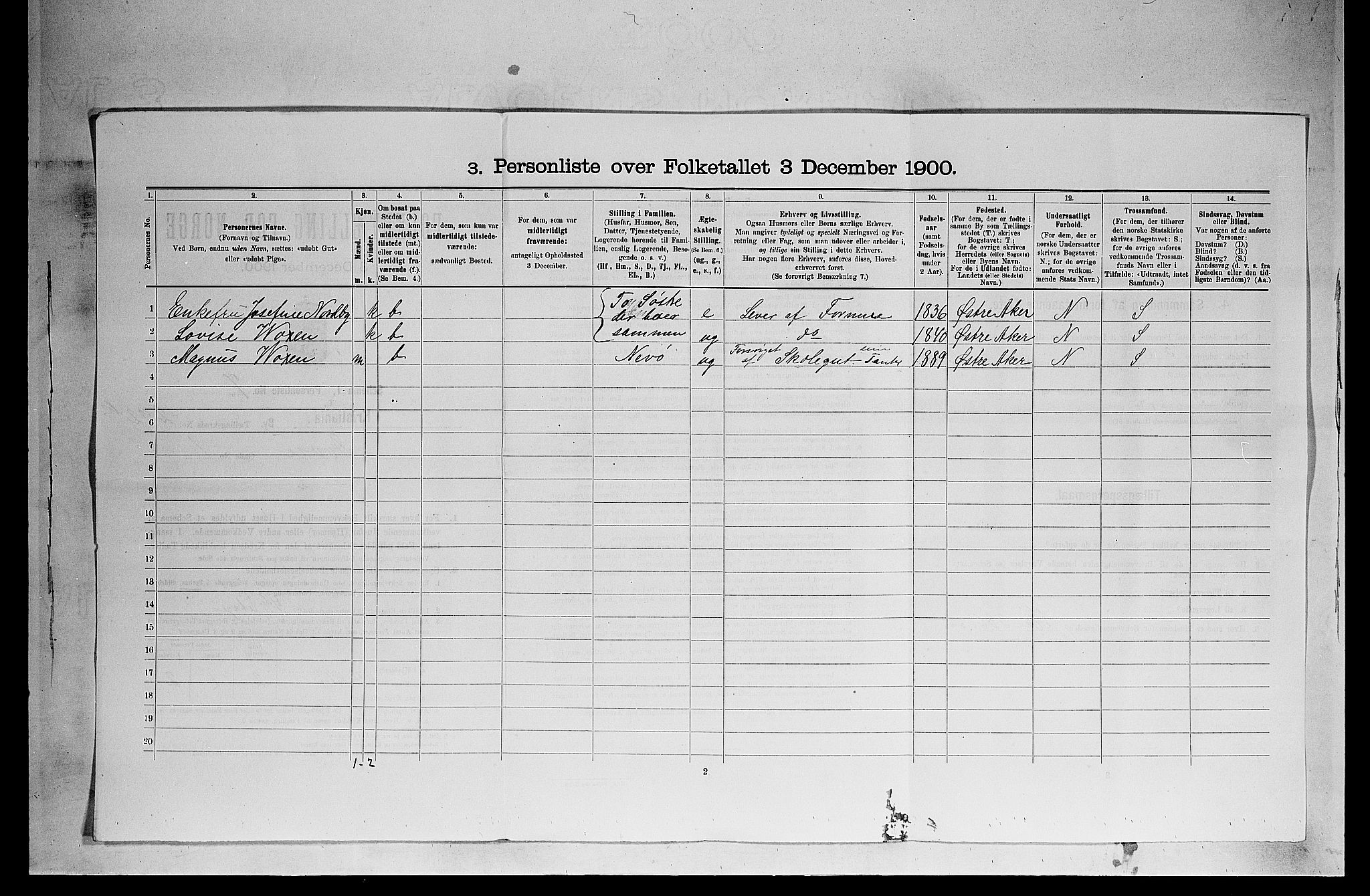 SAO, 1900 census for Kristiania, 1900, p. 16106