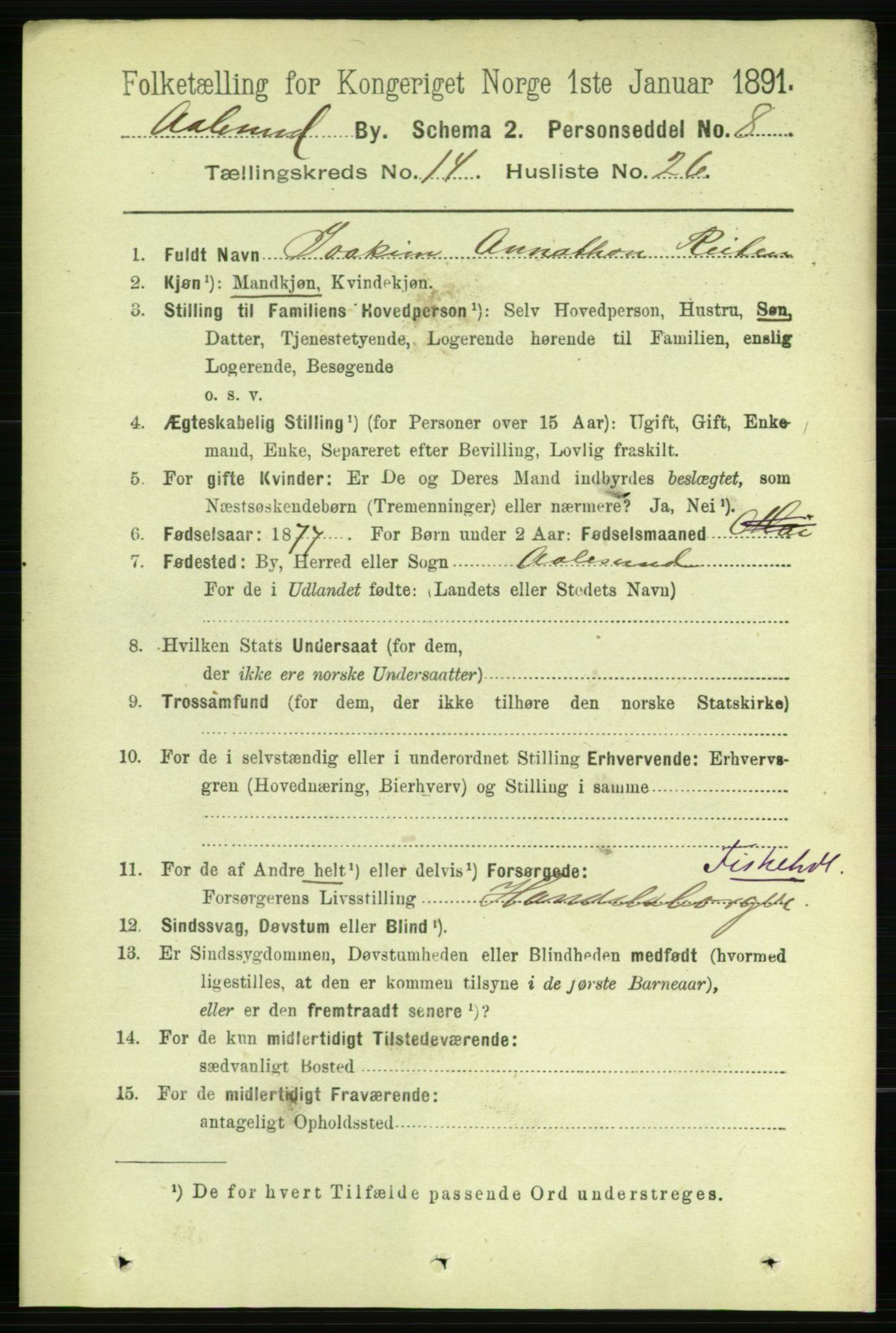 RA, 1891 census for 1501 Ålesund, 1891, p. 8767