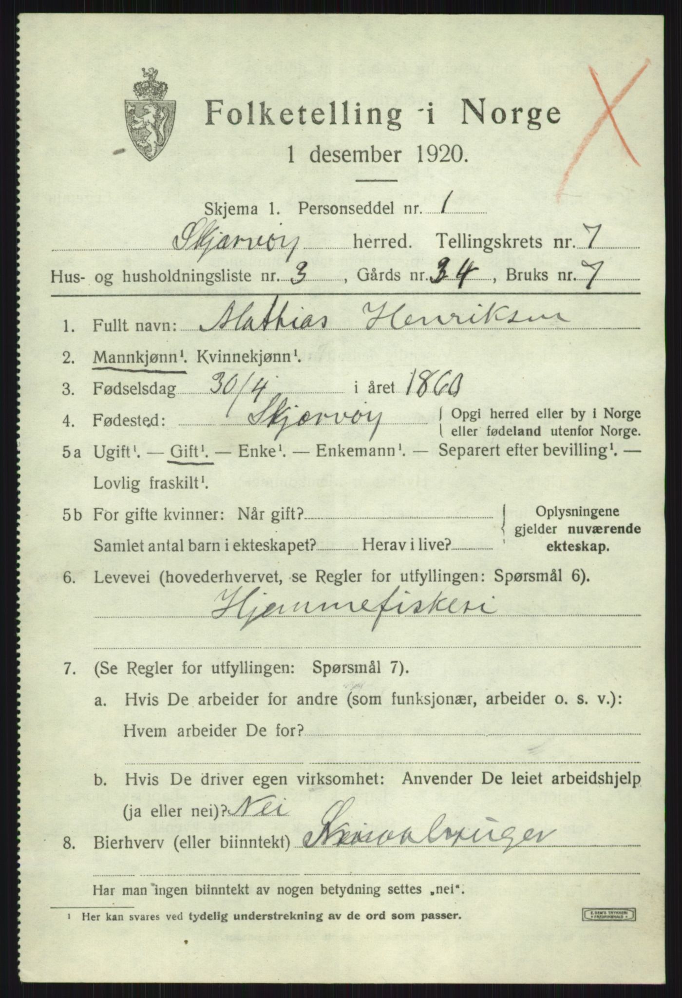 SATØ, 1920 census for Skjervøy, 1920, p. 4293