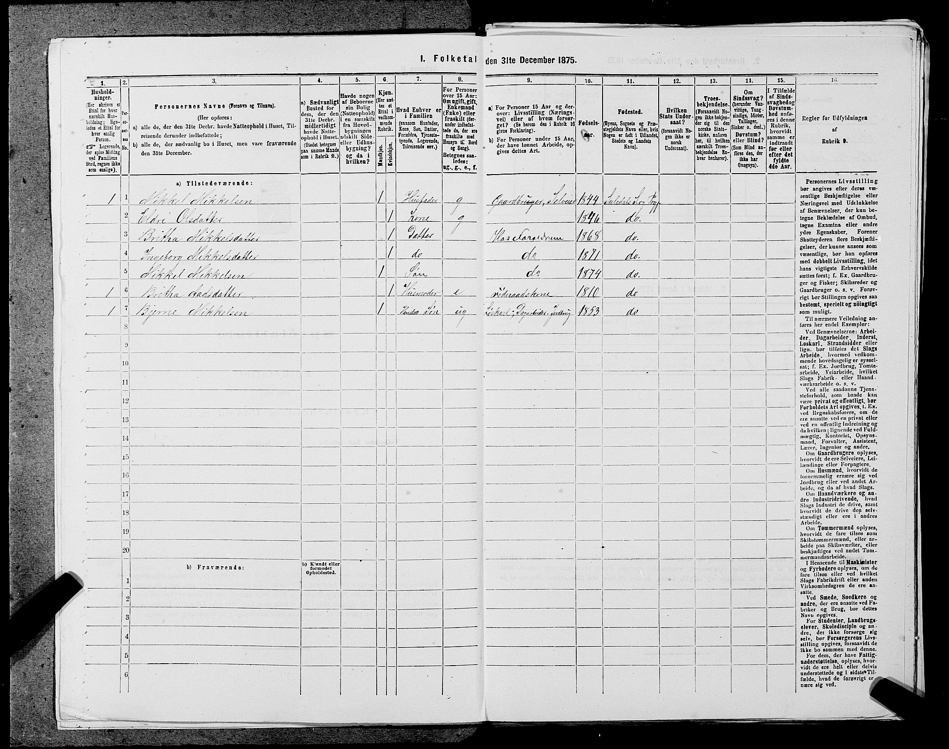 SAST, 1875 census for 1134P Suldal, 1875, p. 678