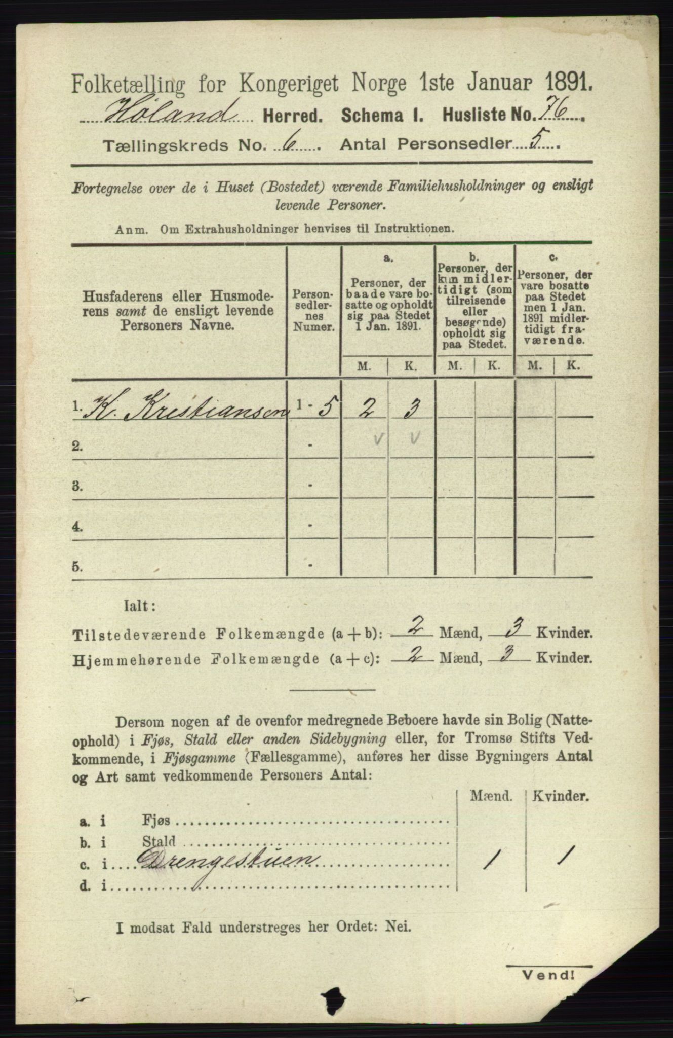 RA, 1891 census for 0221 Høland, 1891, p. 4336