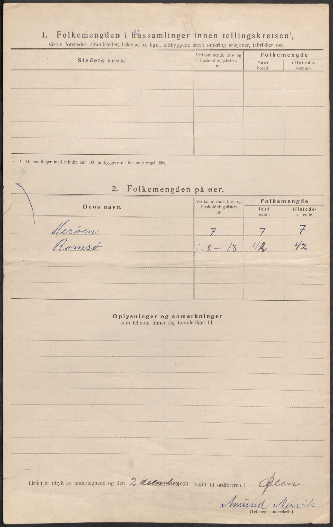 SAB, 1920 census for Ølen, 1920, p. 8