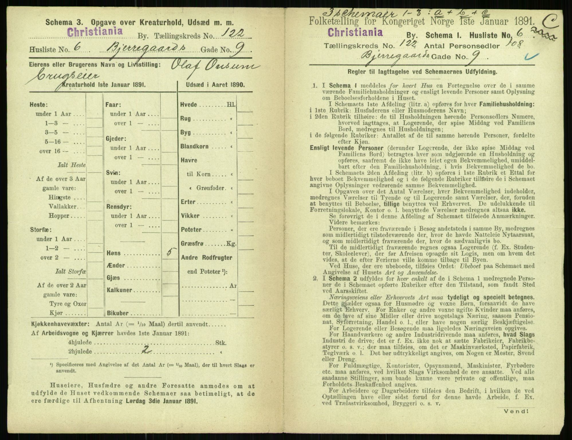 RA, 1891 census for 0301 Kristiania, 1891, p. 64603