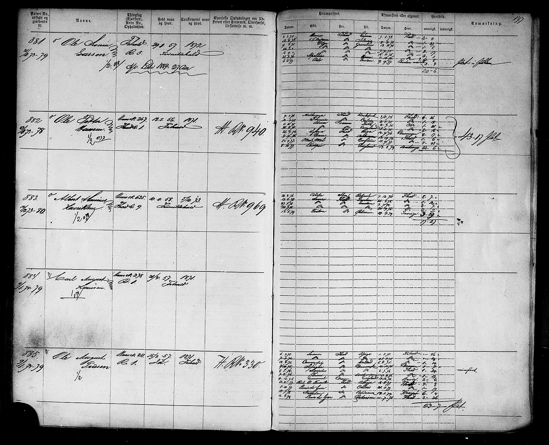 Halden mønstringskontor, AV/SAO-A-10569a/F/Fc/Fca/L0004: Annotasjonsrulle, 1868-1875, p. 181