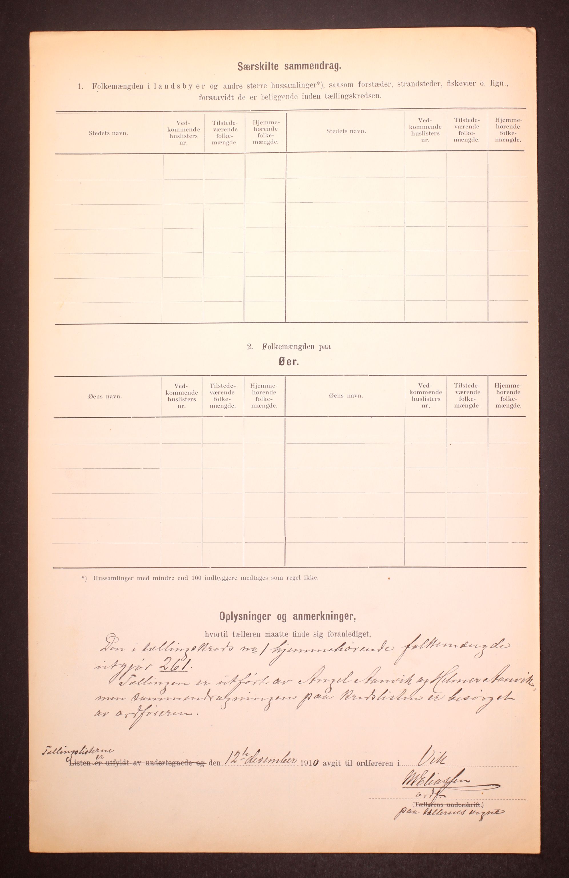 RA, 1910 census for Vik, 1910, p. 6