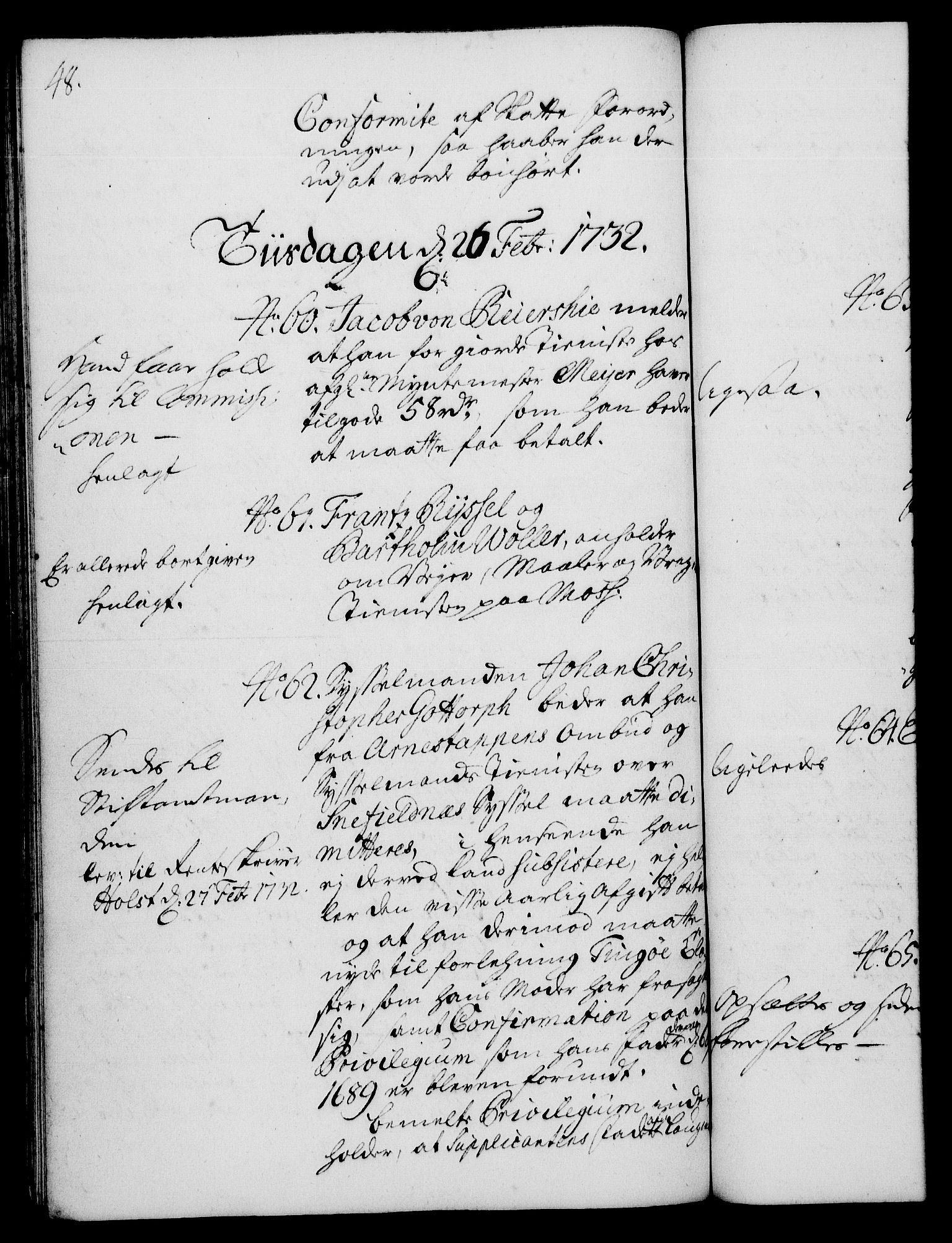 Rentekammeret, Kammerkanselliet, AV/RA-EA-3111/G/Gh/Gha/L0014: Norsk ekstraktmemorialprotokoll. Merket RK 53.59, 1731-1732, p. 48