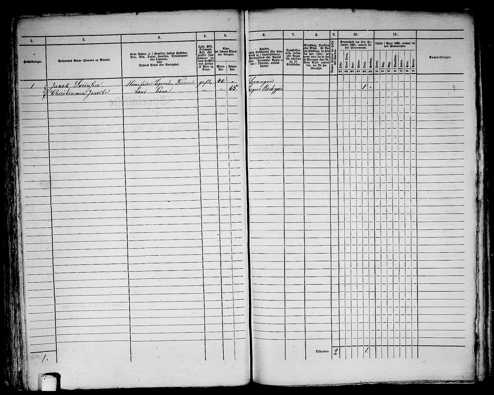 RA, 1865 census for Levanger/Levanger, 1865, p. 168