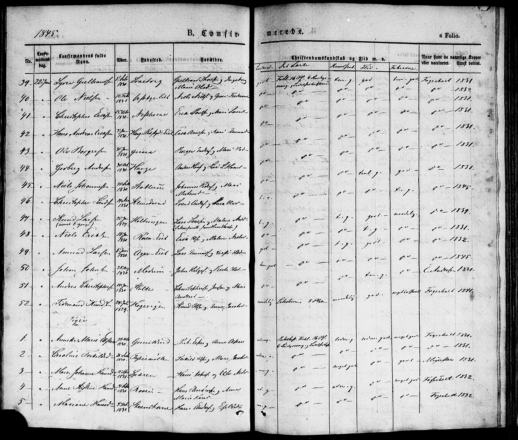 Eiker kirkebøker, AV/SAKO-A-4/F/Fa/L0013b: Parish register (official) no. I 13B, 1840-1845