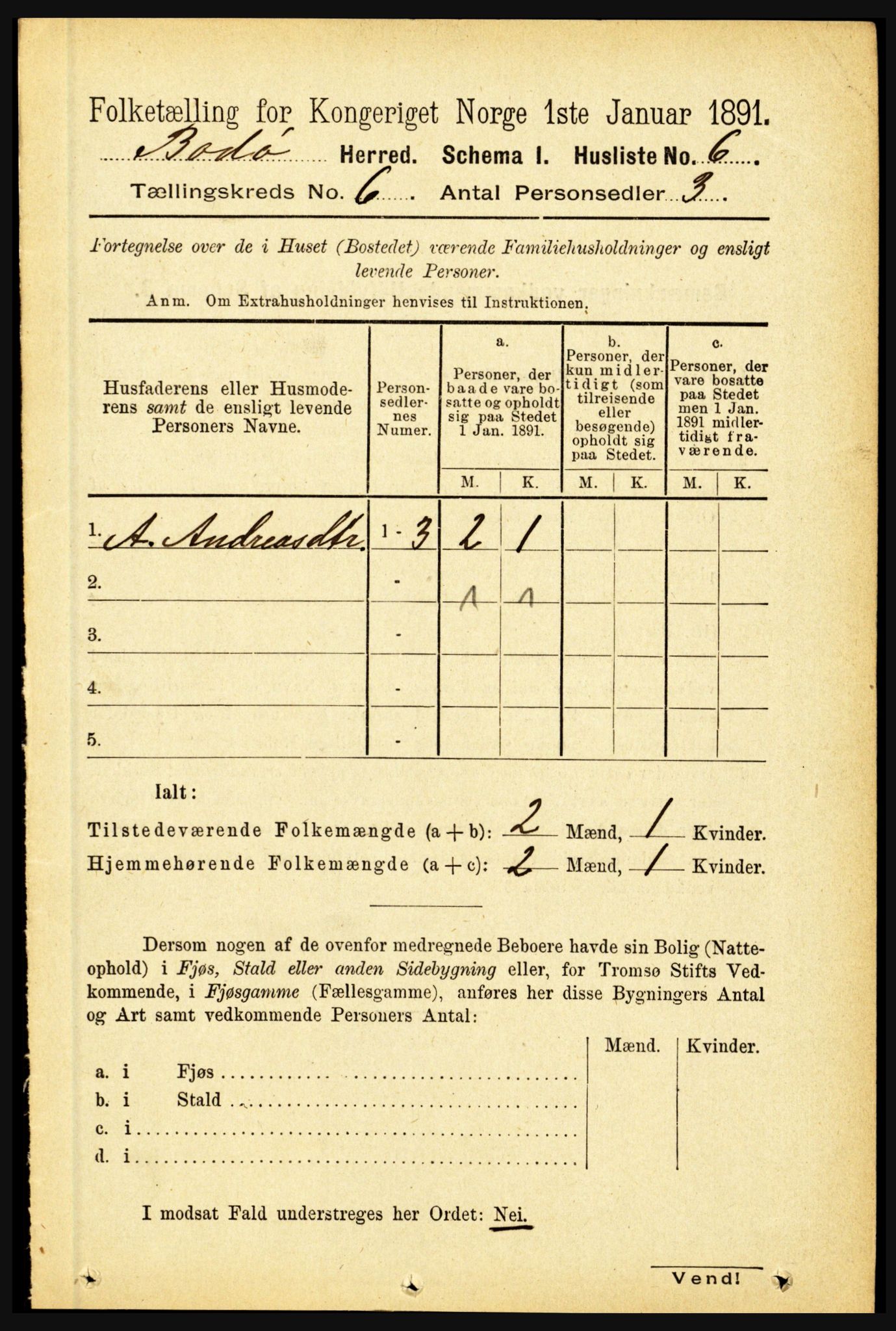 RA, 1891 census for 1843 Bodø, 1891, p. 3835