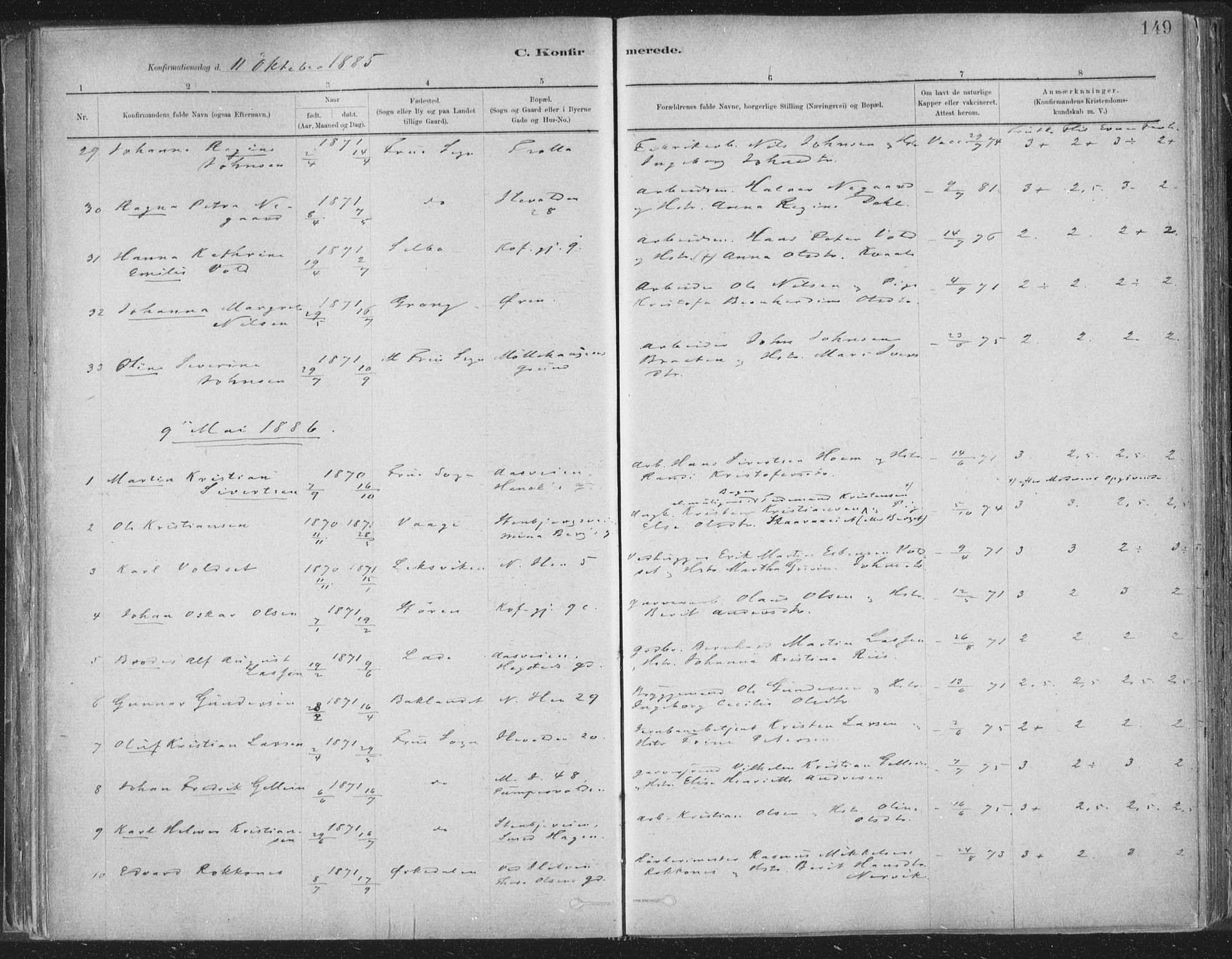 Ministerialprotokoller, klokkerbøker og fødselsregistre - Sør-Trøndelag, SAT/A-1456/603/L0162: Parish register (official) no. 603A01, 1879-1895, p. 149