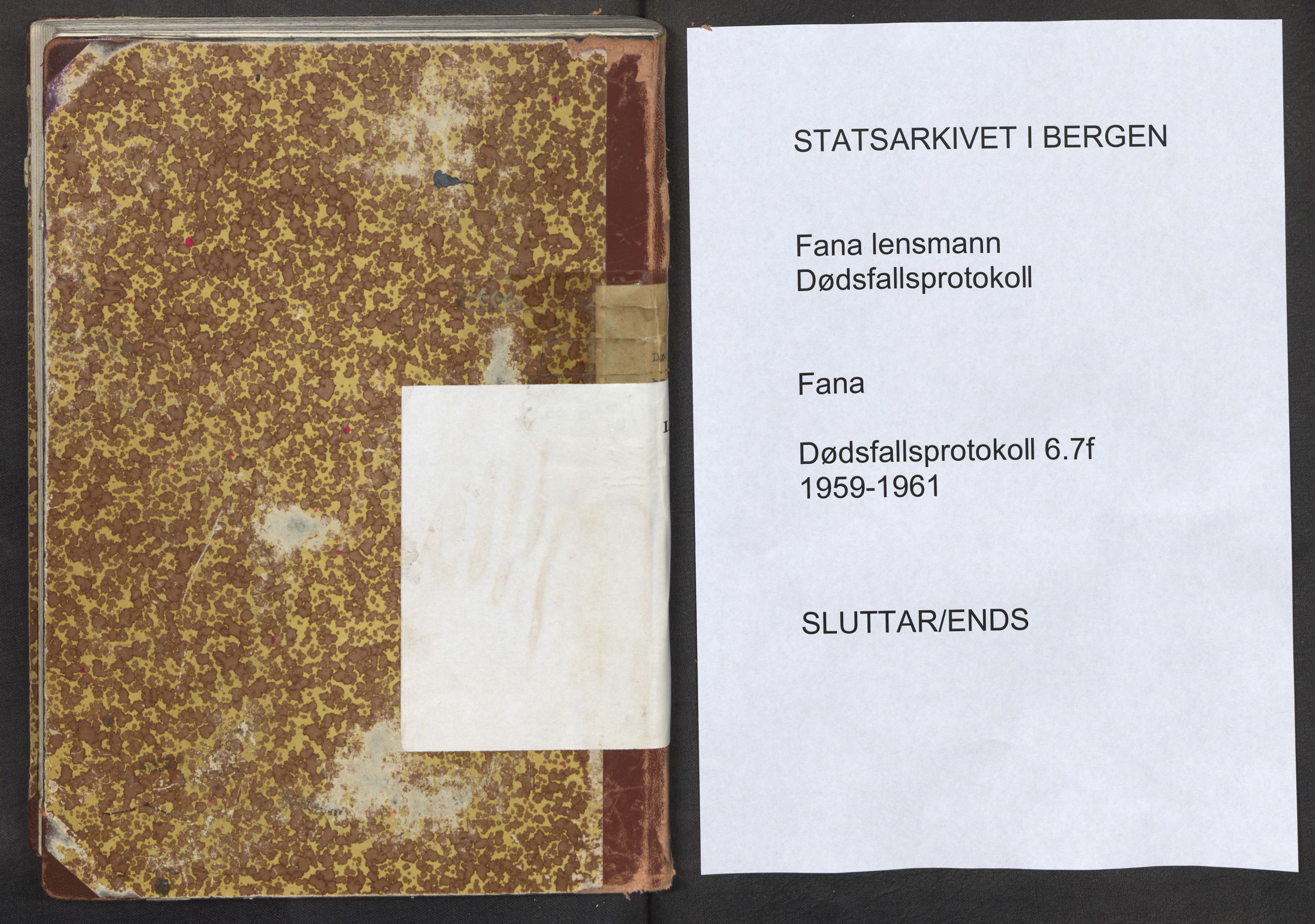 Lensmannen i Fana, SAB/A-31801/0006/L0012: Dødsfallprotokoll, 1959-1961