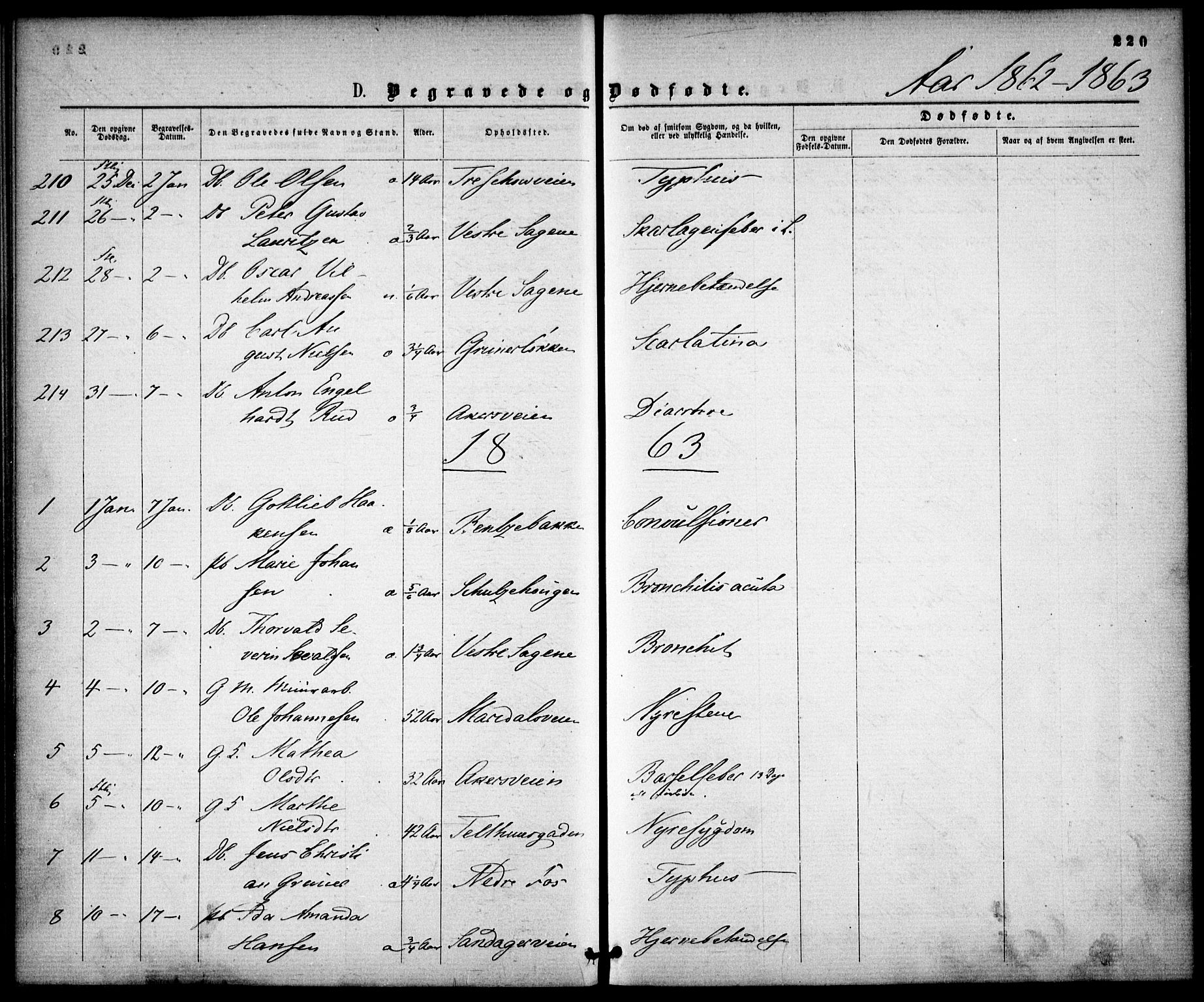 Gamle Aker prestekontor Kirkebøker, SAO/A-10617a/F/L0001: Parish register (official) no. 1, 1861-1865, p. 220