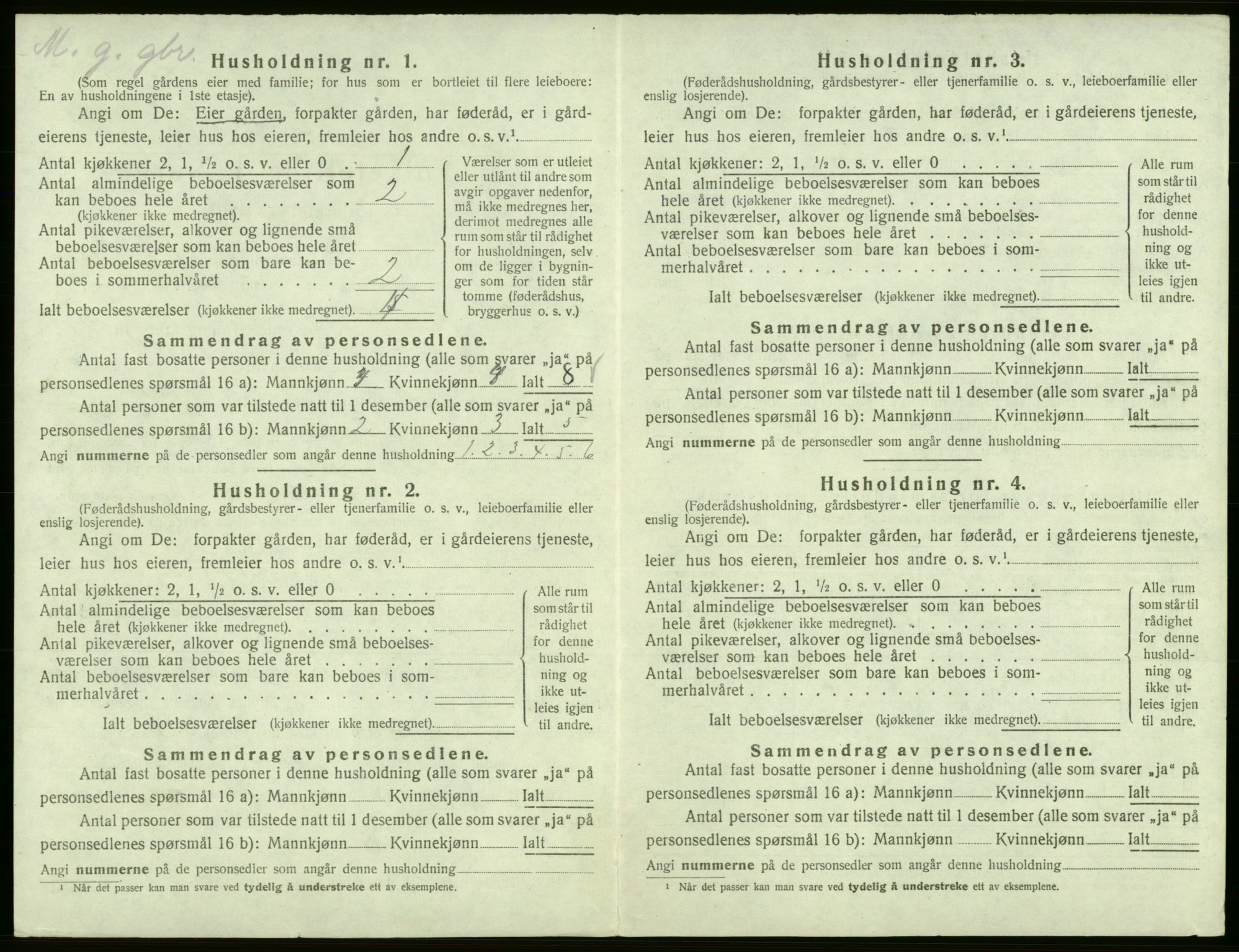 SAB, 1920 census for Jondal, 1920, p. 350