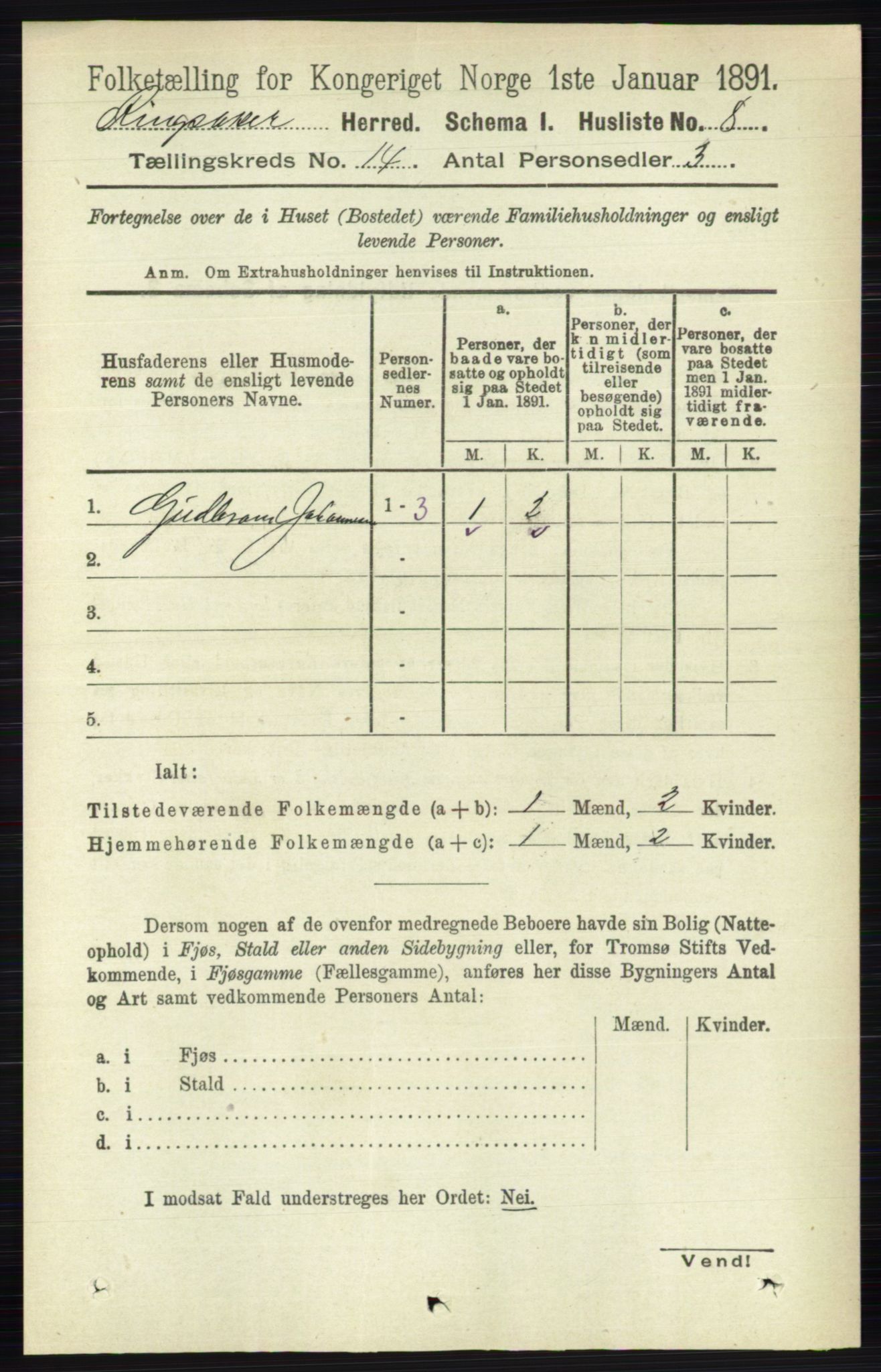 RA, 1891 census for 0412 Ringsaker, 1891, p. 7777