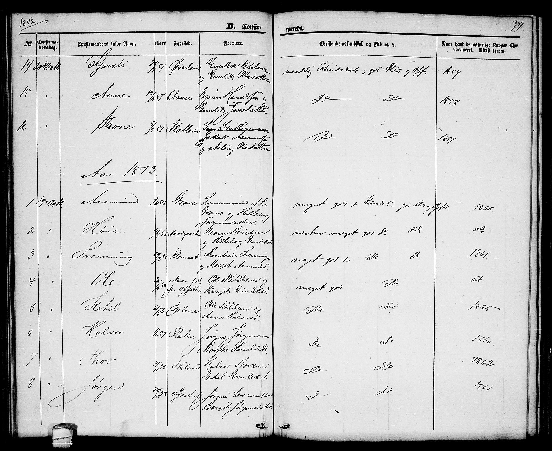 Seljord kirkebøker, SAKO/A-20/G/Ga/L0003: Parish register (copy) no. I 3, 1866-1873, p. 79