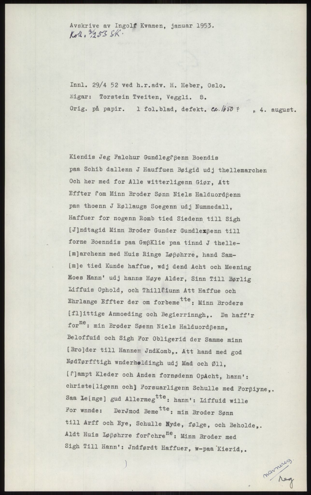 Samlinger til kildeutgivelse, Diplomavskriftsamlingen, AV/RA-EA-4053/H/Ha, p. 391